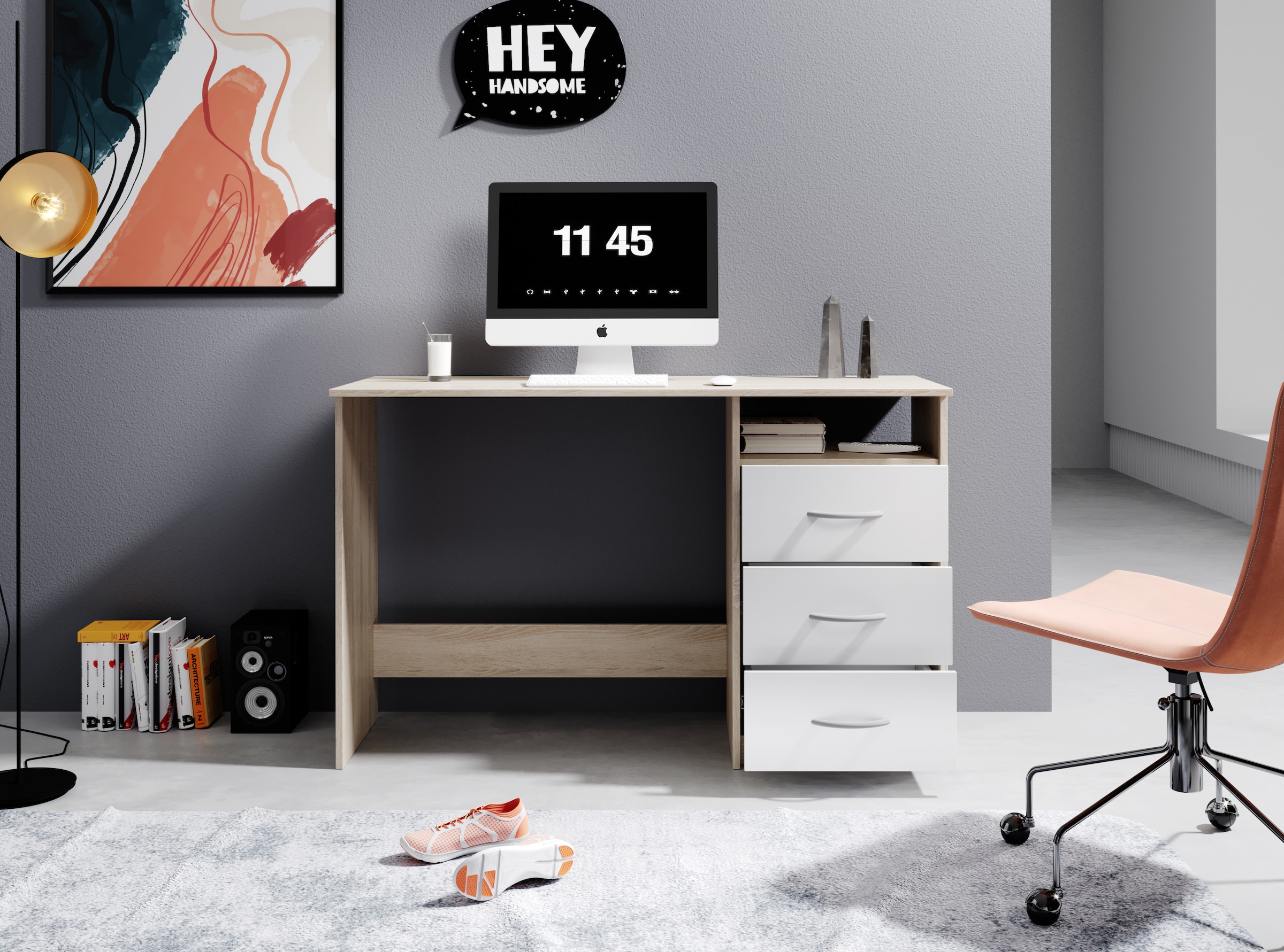 BEGA OFFICE Schreibtisch »Adria, Computertisch,« Schubkästen rechts oder links montierbar, Breite 123 cm