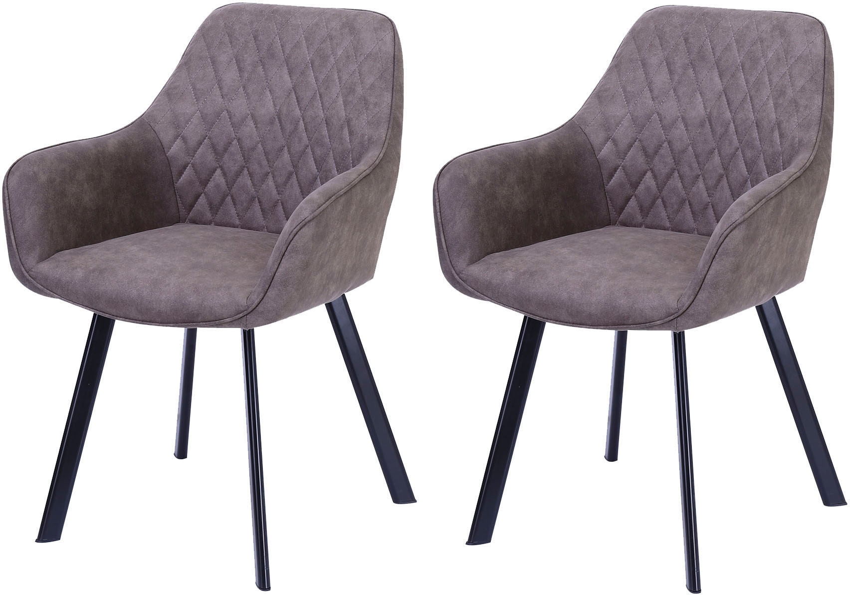 SalesFever Armlehnstuhl »Cardiff Bequemer Esszimmerstuhl« (Set) 2 Stk.Edles Doppelset: Rückenlehnen mit charmanter Rautensteppung