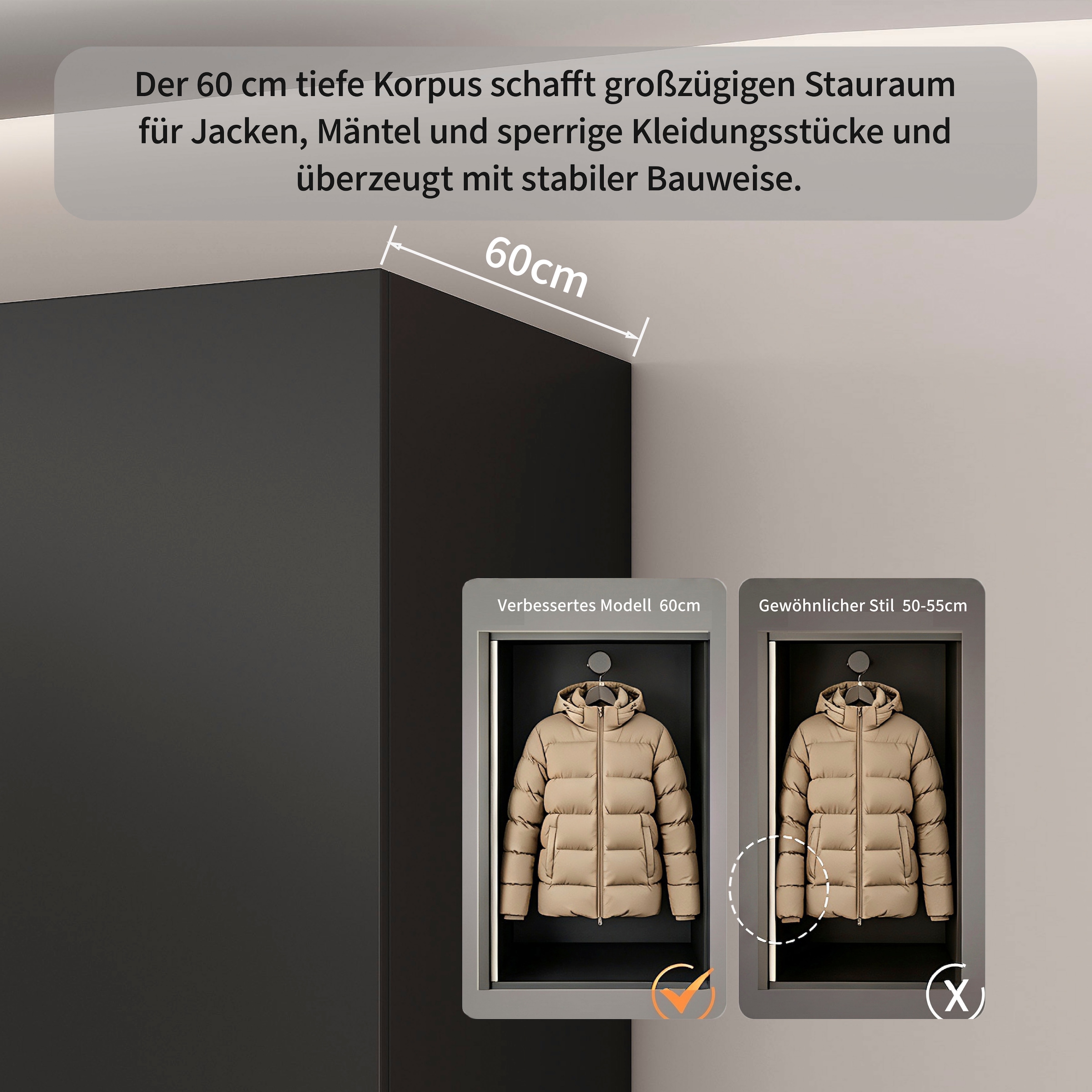 OTTO home Kleiderschrank »Jorella Schlafzimmerschrank Garderobe mit Softclose« eleganter Schlafzimmerschrank Rillendesign Trend Breite 121cm