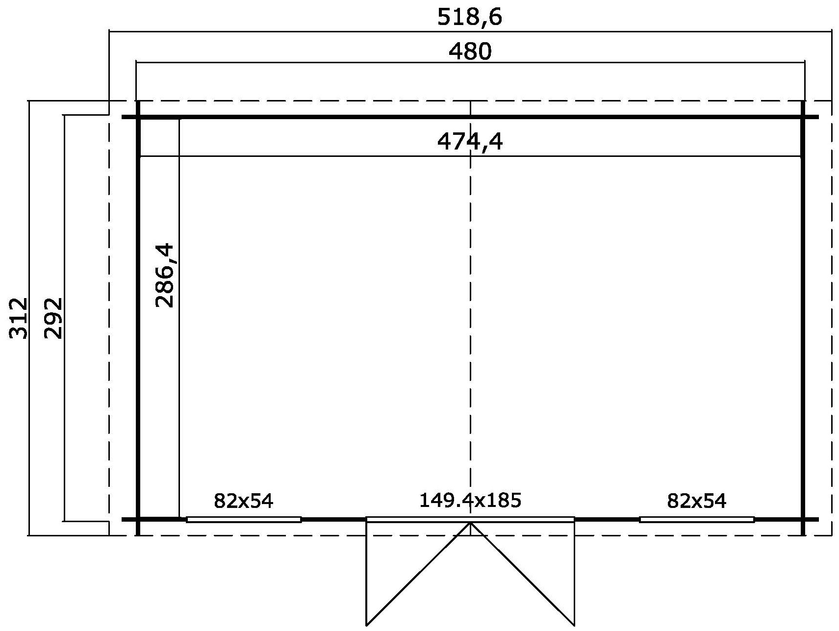 LASITA MAJA Gartenhaus »Boston« Blochbohlenhaus 28mm, Fundamentmass 4800x2920 , Schwedenrot