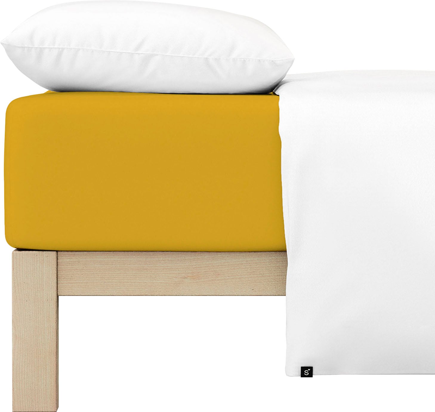 Schlafgut Spannbettlaken »PURE Bio-Baumwolle mit Elasthan, 170 g/m², Bettlaken, Spannbetttuch« PREMIUM Laken für Matratzen bis 30cm Höhe, dehnbar blickdicht, straff