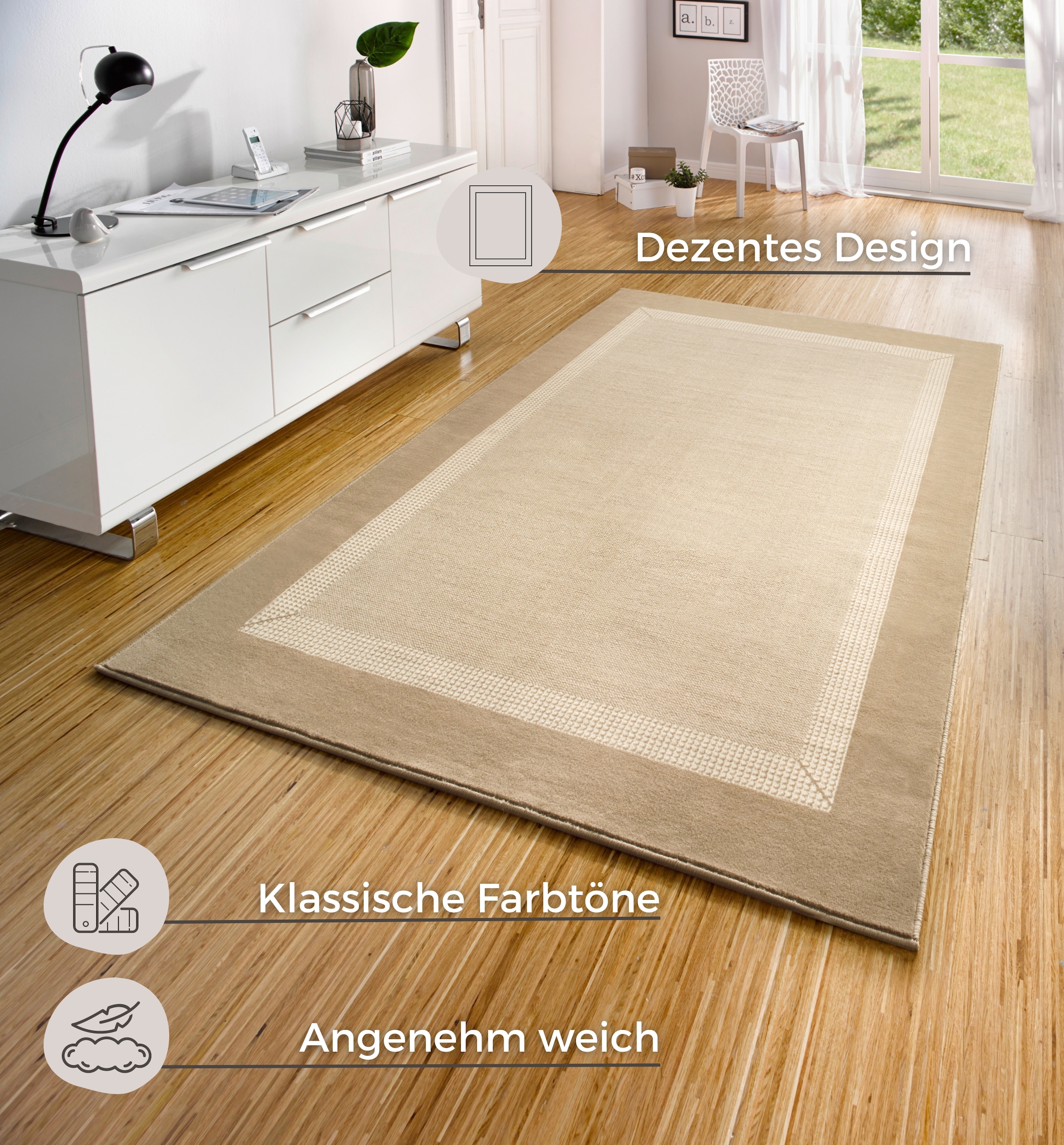 HANSE Home Teppich »Band«, rechteckig, 9 mm Höhe, Kurzflor, weich, Läufer Größen, Wohnzimmer, Schlafzimmer, Esszimmer