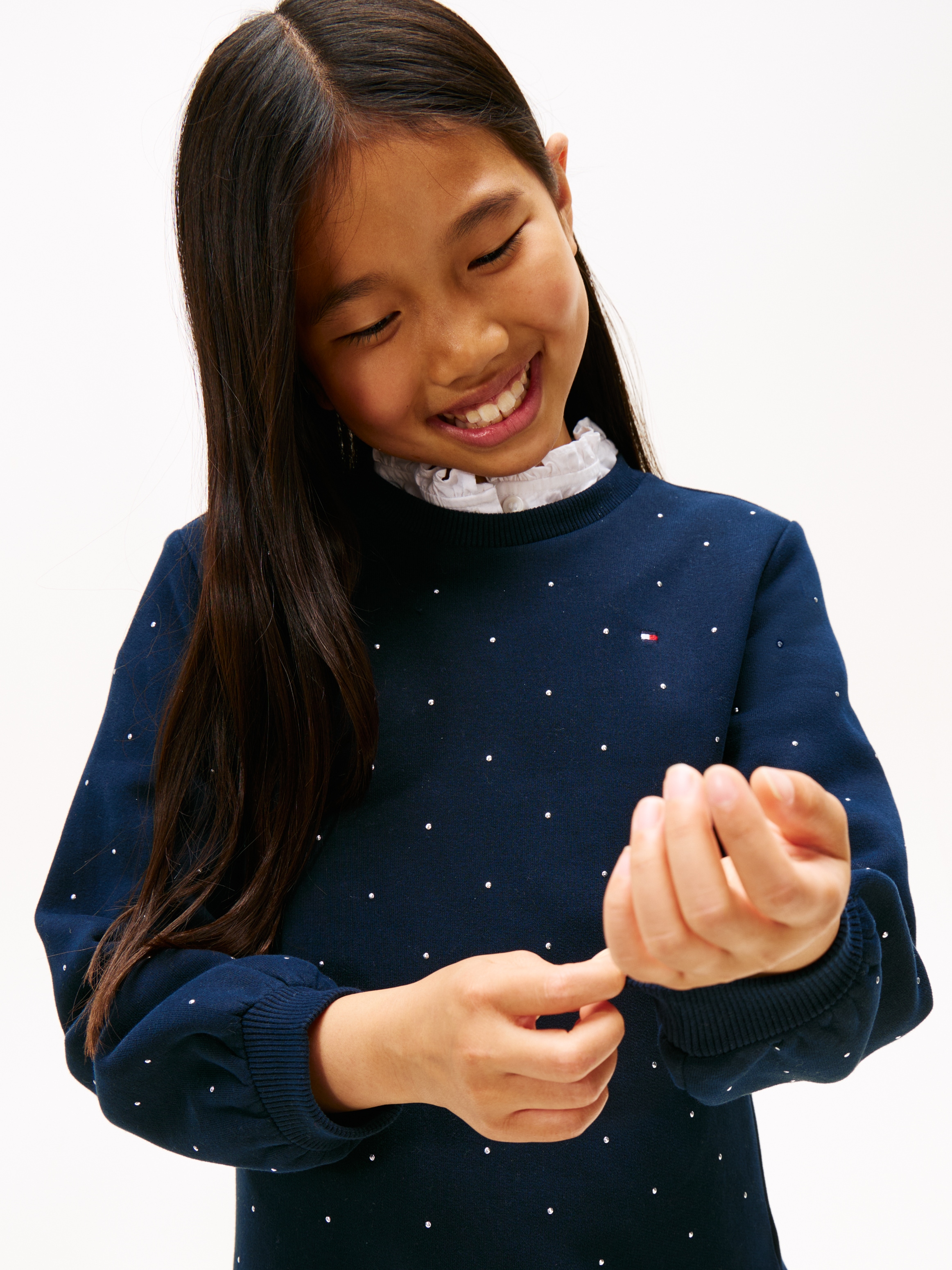 Tommy Hilfiger Jerseykleid »FESTIVE STUD HWK DRESS LS« Ohne Tasche Regular fit, für Kinder bis 16 Jahre