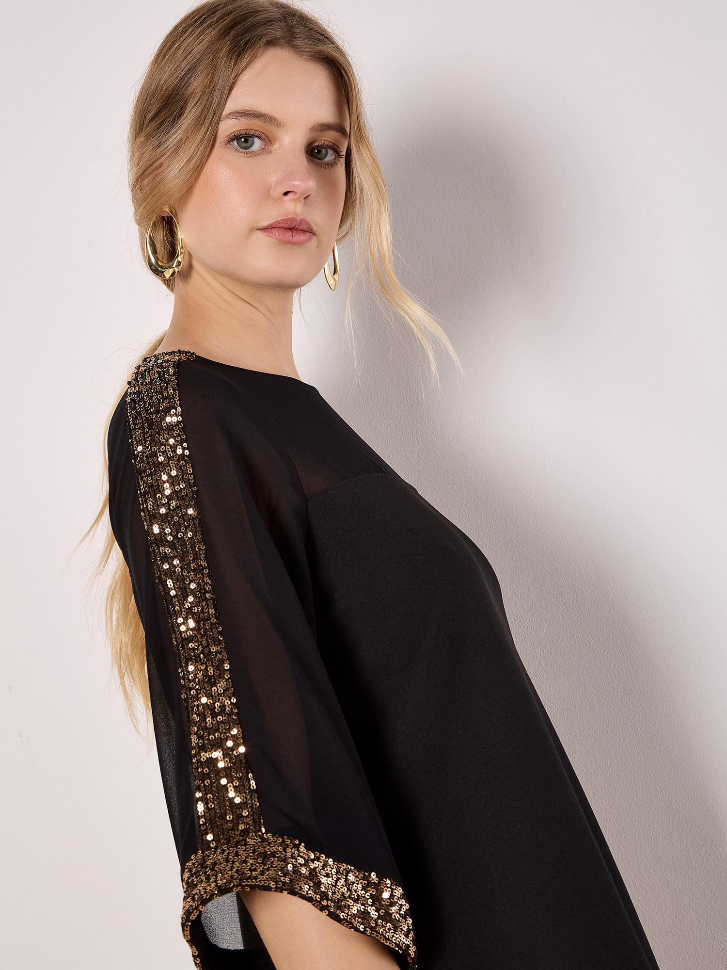 Apricot Druckkleid »Kimono-Ärmel-Kleid« mit Pailletten