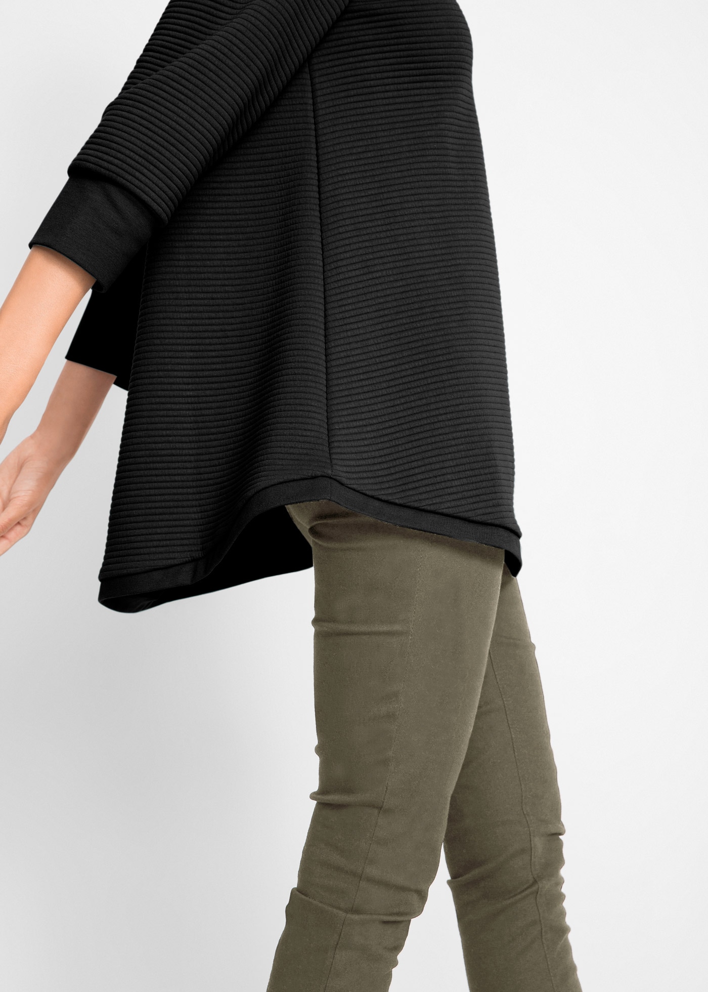 bonprix Sweatshirt , langer Schnitt, mit U-Bootausschnitt, mit Ballonärmeln
