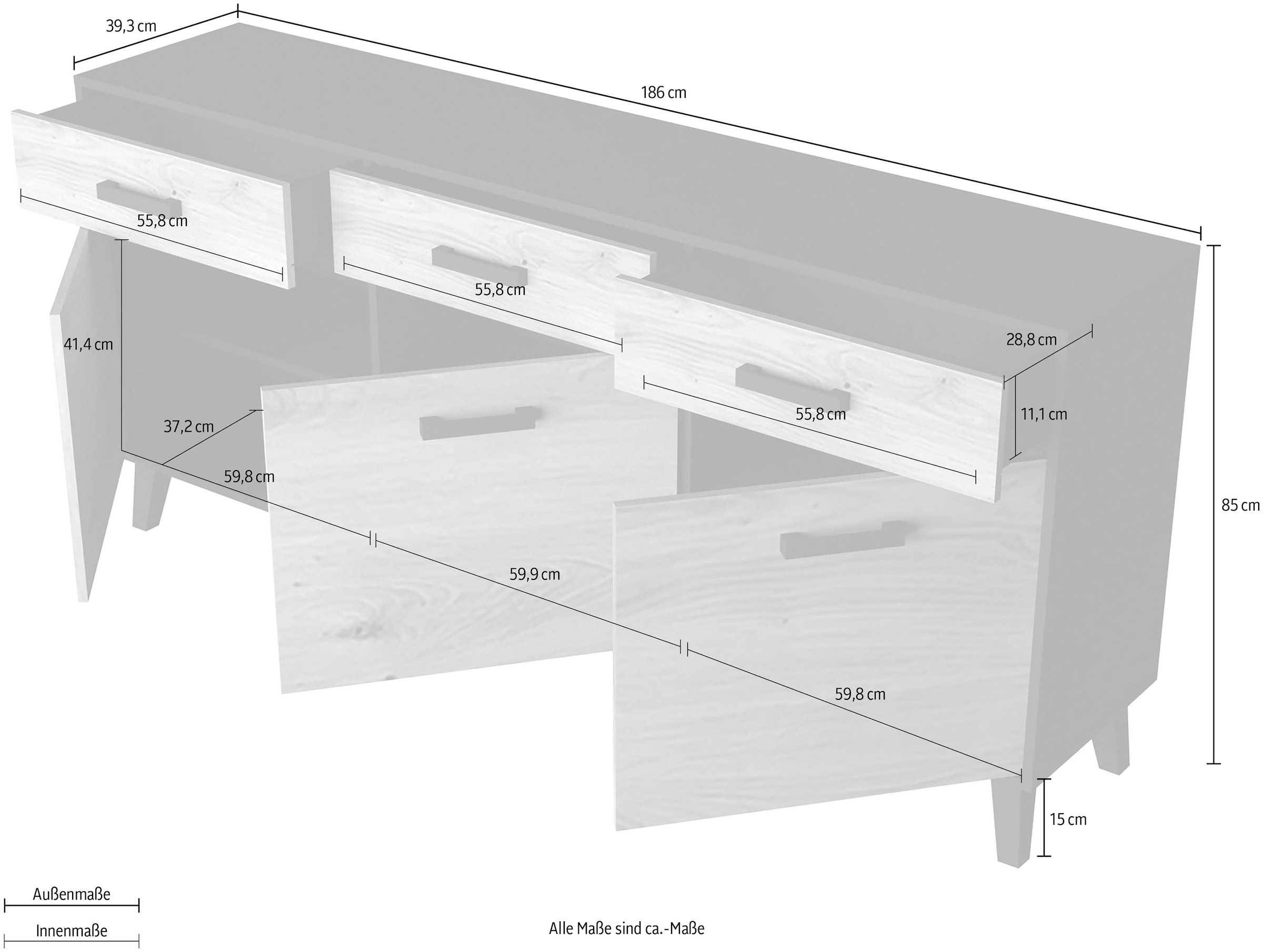 INOSIGN Sideboard »ARTONA«, Breite ca. 186 cm im OTTO Online Shop