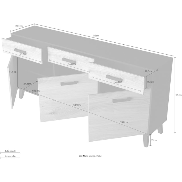 INOSIGN Sideboard »ARTONA«, Breite ca. 186 cm im OTTO Online Shop