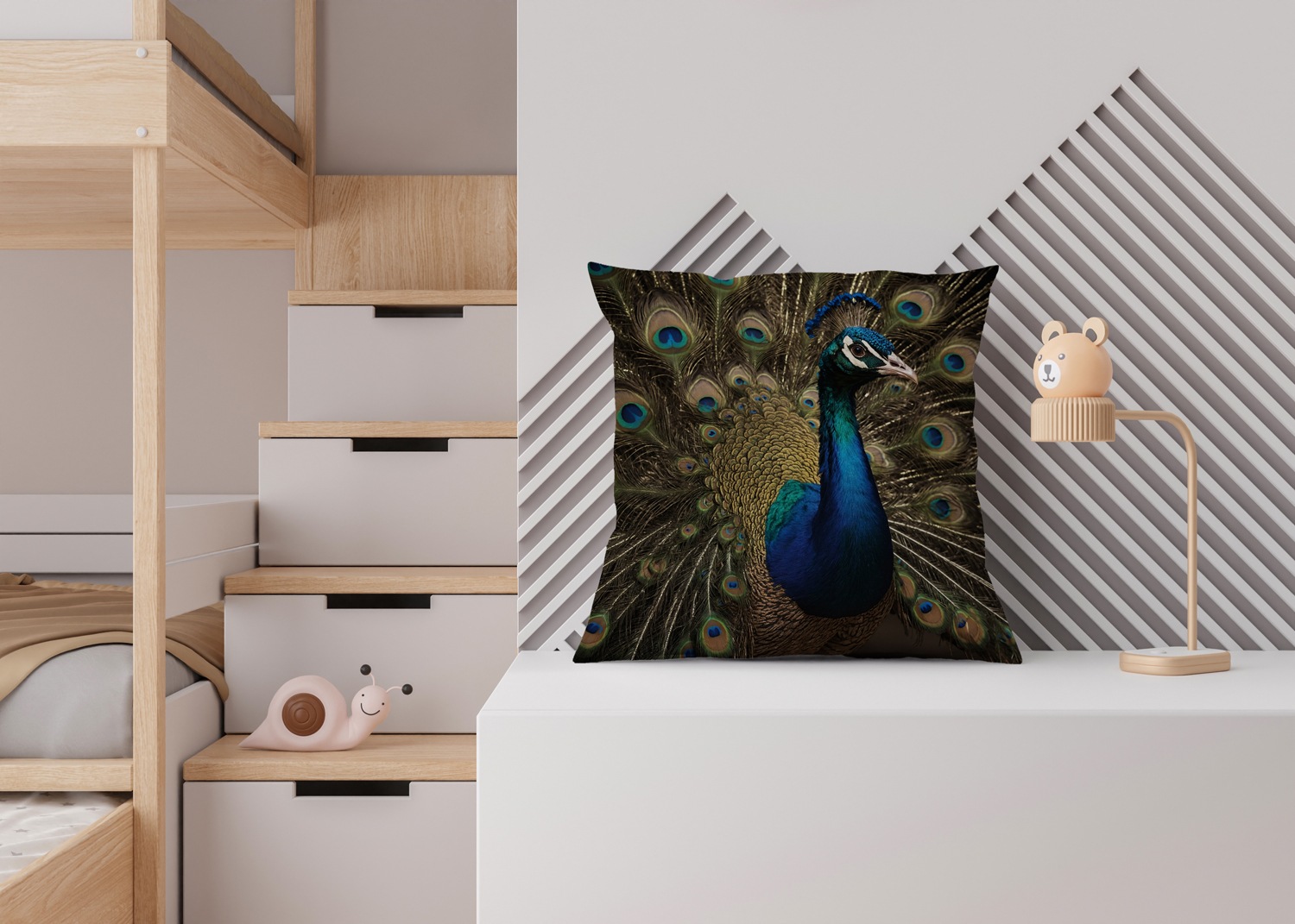 queence Dekokissen »Pfau im voller Pracht«, Kissenhülle mit HD Premium Druck, geruchsneutral, 40x40cm
