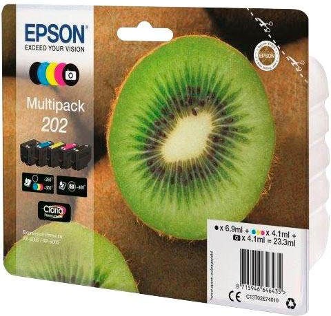 Epson Tintenpatrone »T02E7, C13T02E74010«, original Druckerpatronen Multipack 202 Foto, schwarz/magenta/cyan/yellow