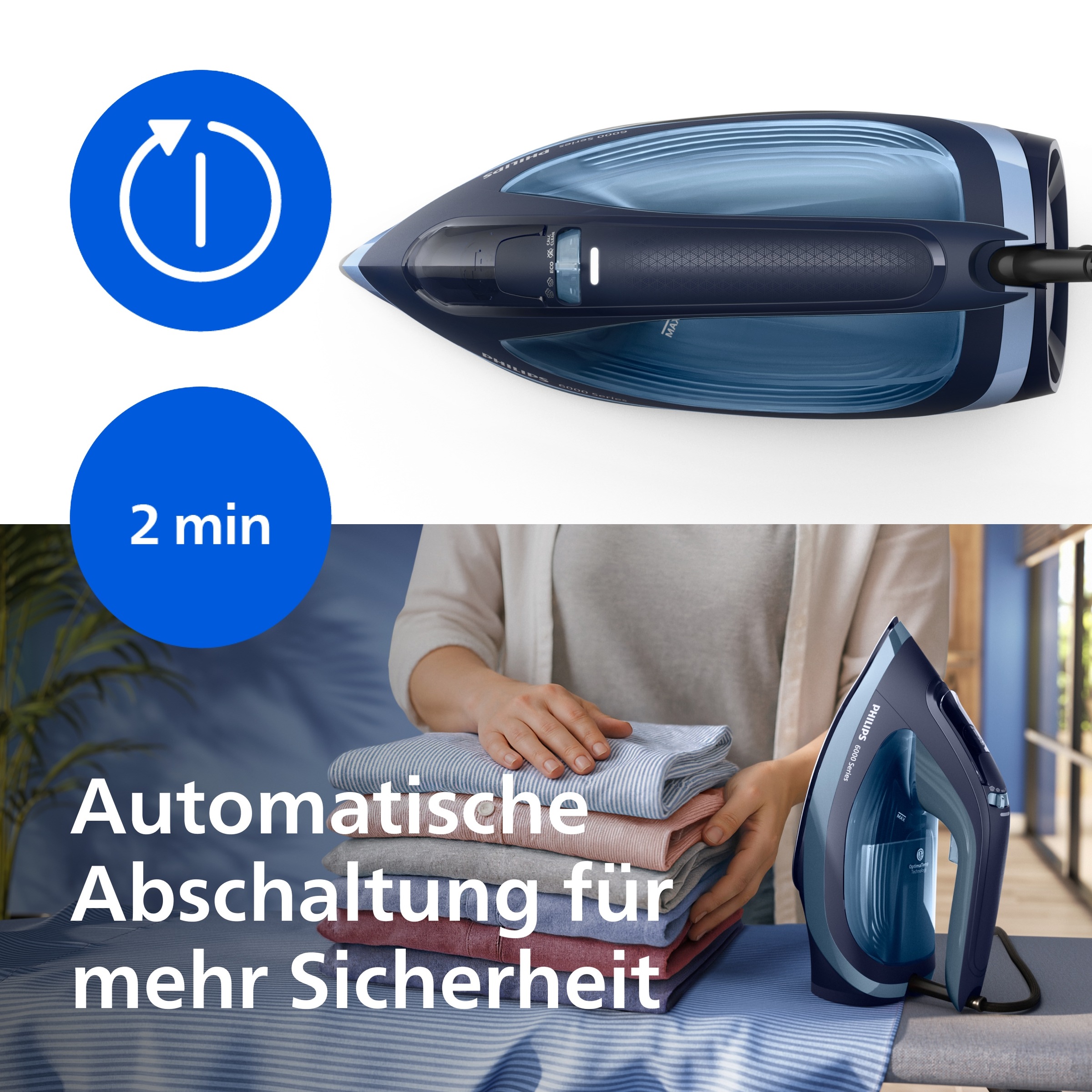 Philips Dampfbügeleisen »DST6120/20 6000 Series High-End mit 4 Dampfeinstellungen« 2600 W 2600 W, SteamGlide Plus, mit 300 ml Wassertank und 190 g Dampfstoß