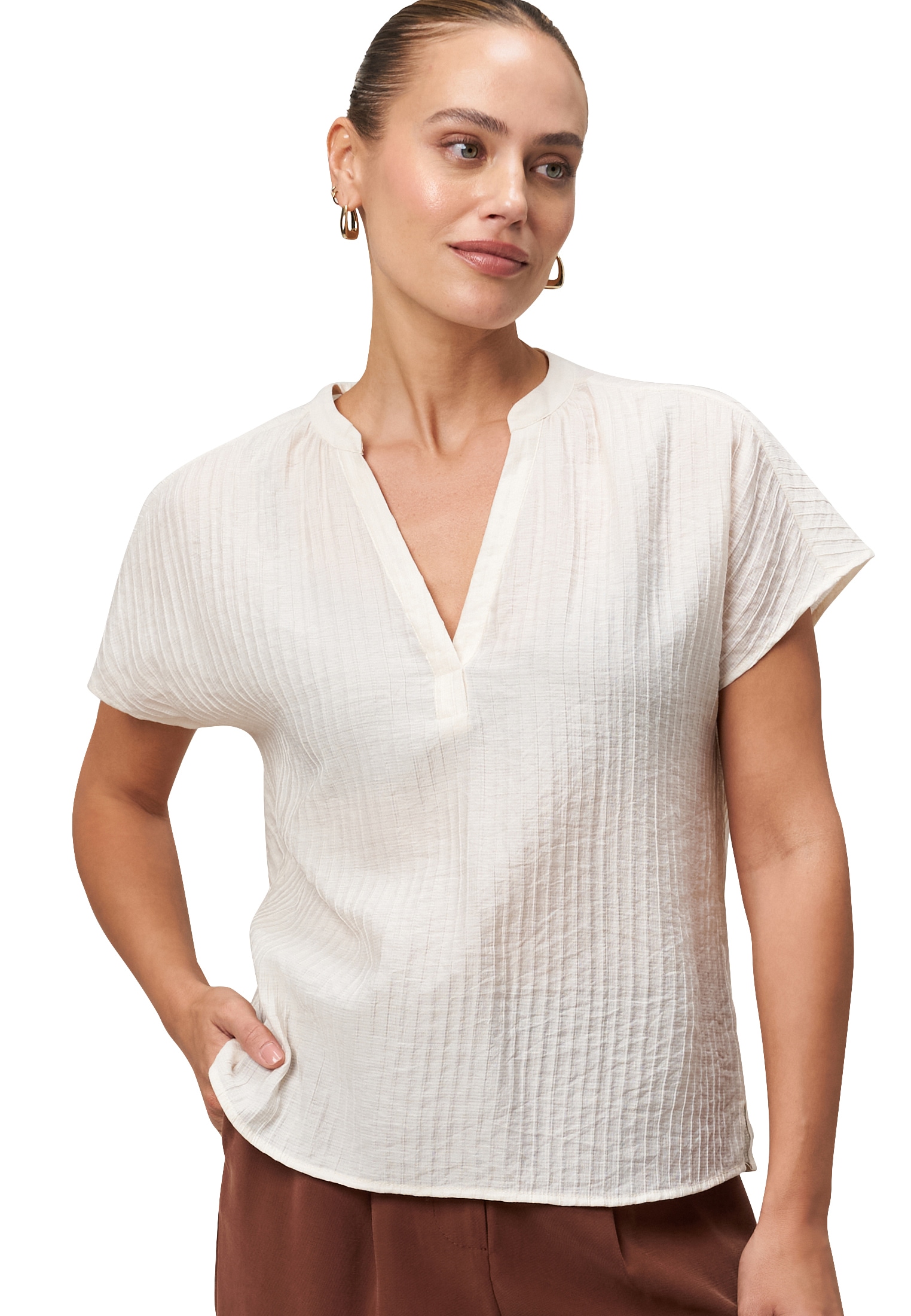 Zero Crinklebluse »Crinkle-Bluse mit V-Ausschnitt«