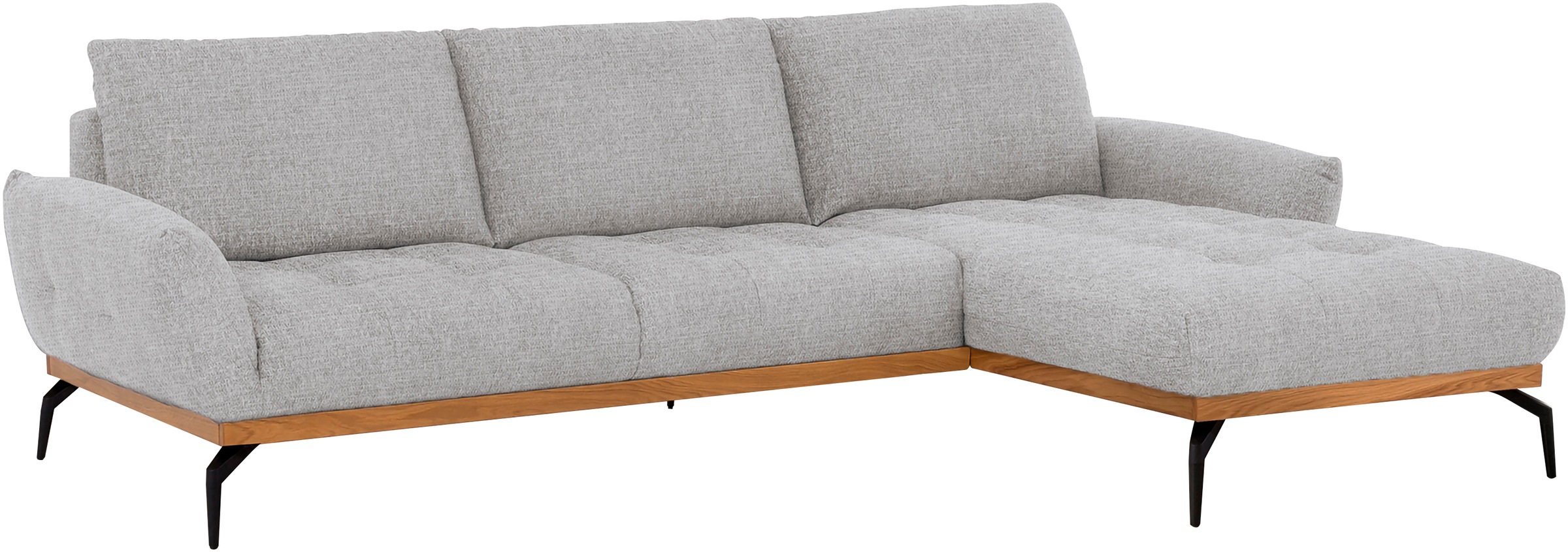 exxpo - sofa fashion Ecksofa »NICEA, erstklassiger Komfort, tolle Details, Holzsockel in eiche geölt«, In hochwertiger Verarbeitung und ergonomische Sitzposition