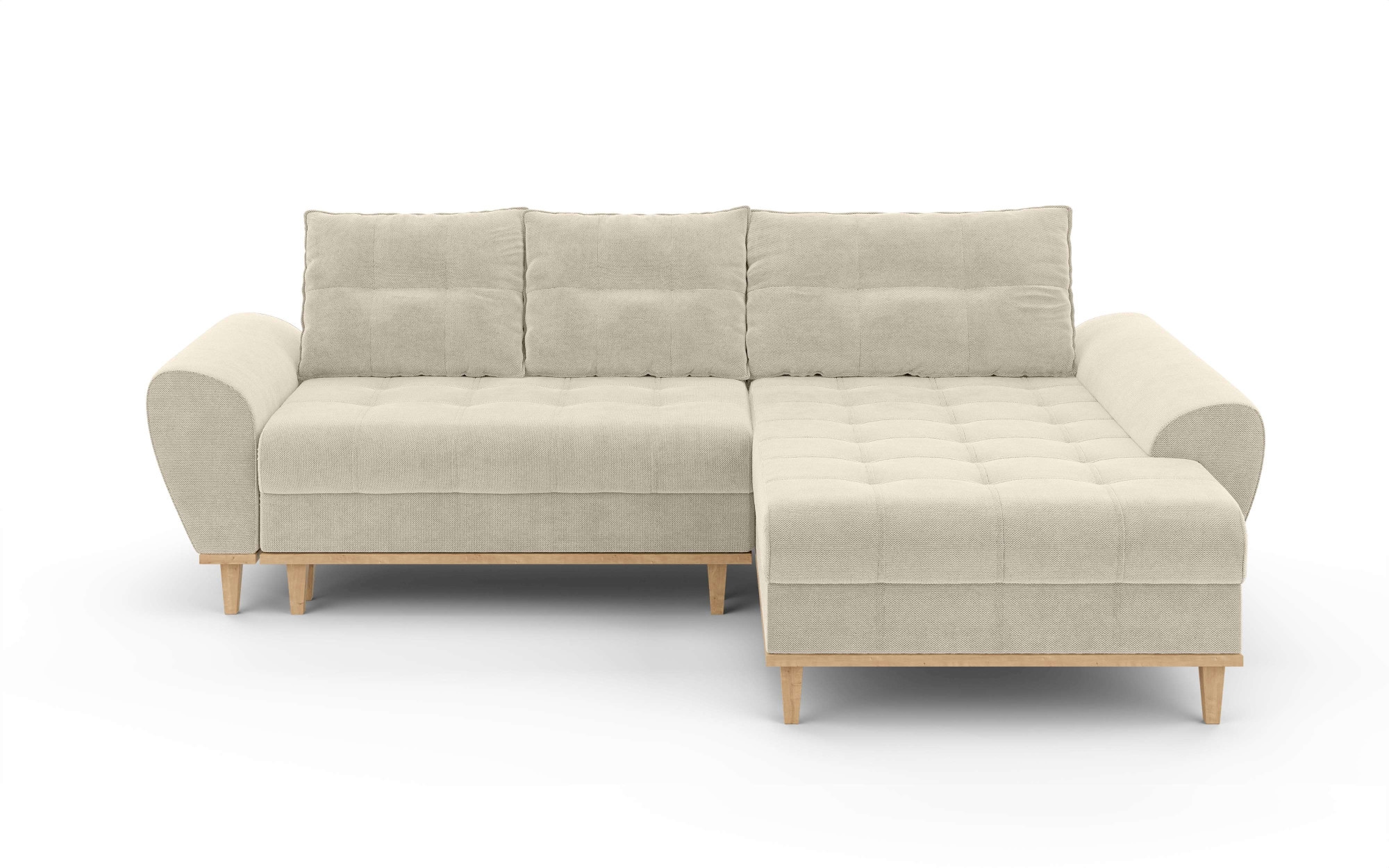 Home affaire Ecksofa »Ahrdorf mit Bettfunktion und Bettkasten, Maße: B/H/T 268/86/175 cm«, L-Form mit 3 Rückenkissen und moderne gerundete Armlehnen