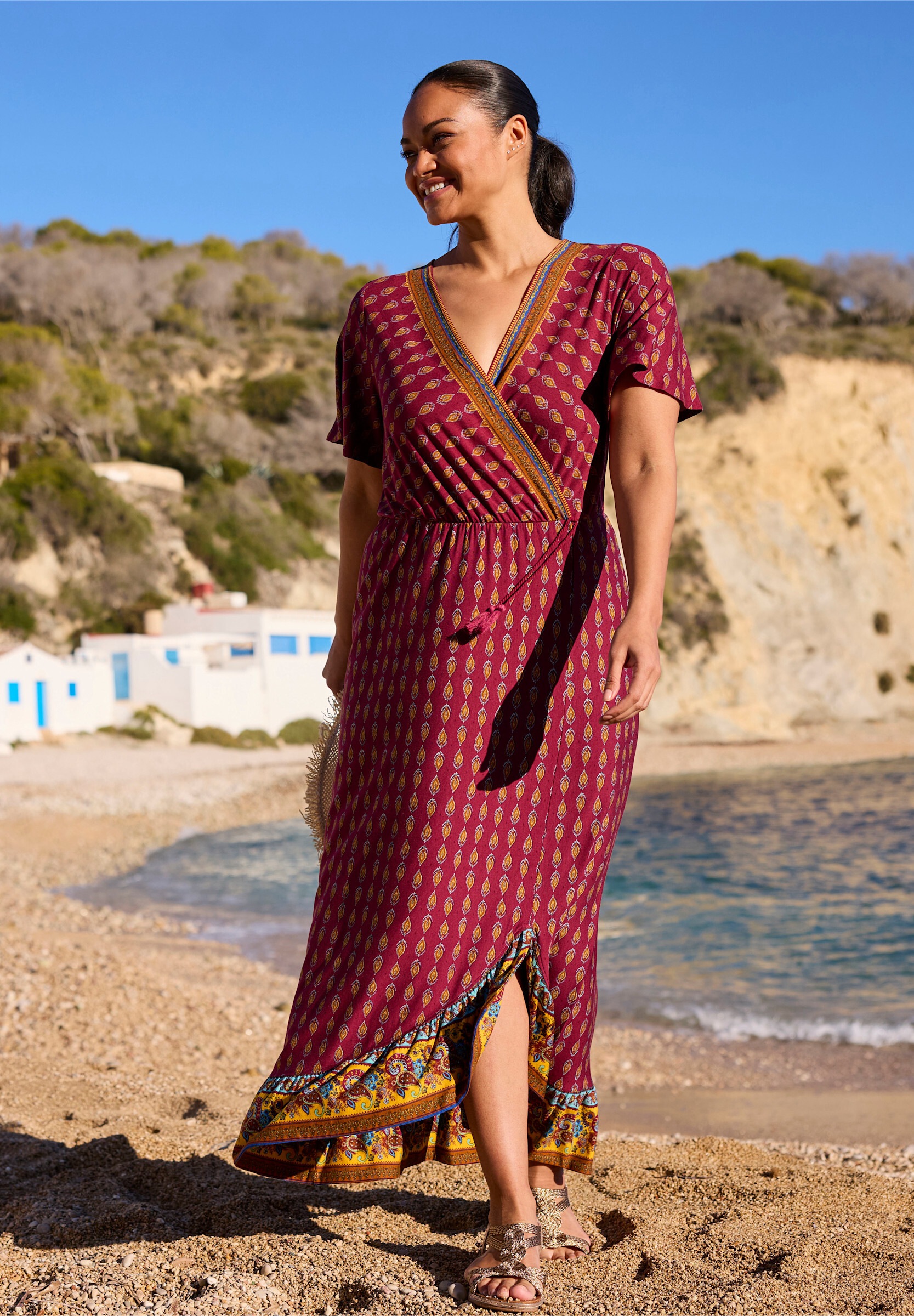 Sheego Wickelkleid »Jersey-Kleid Druckkleid in Wickeloptik« Ohne Tasche