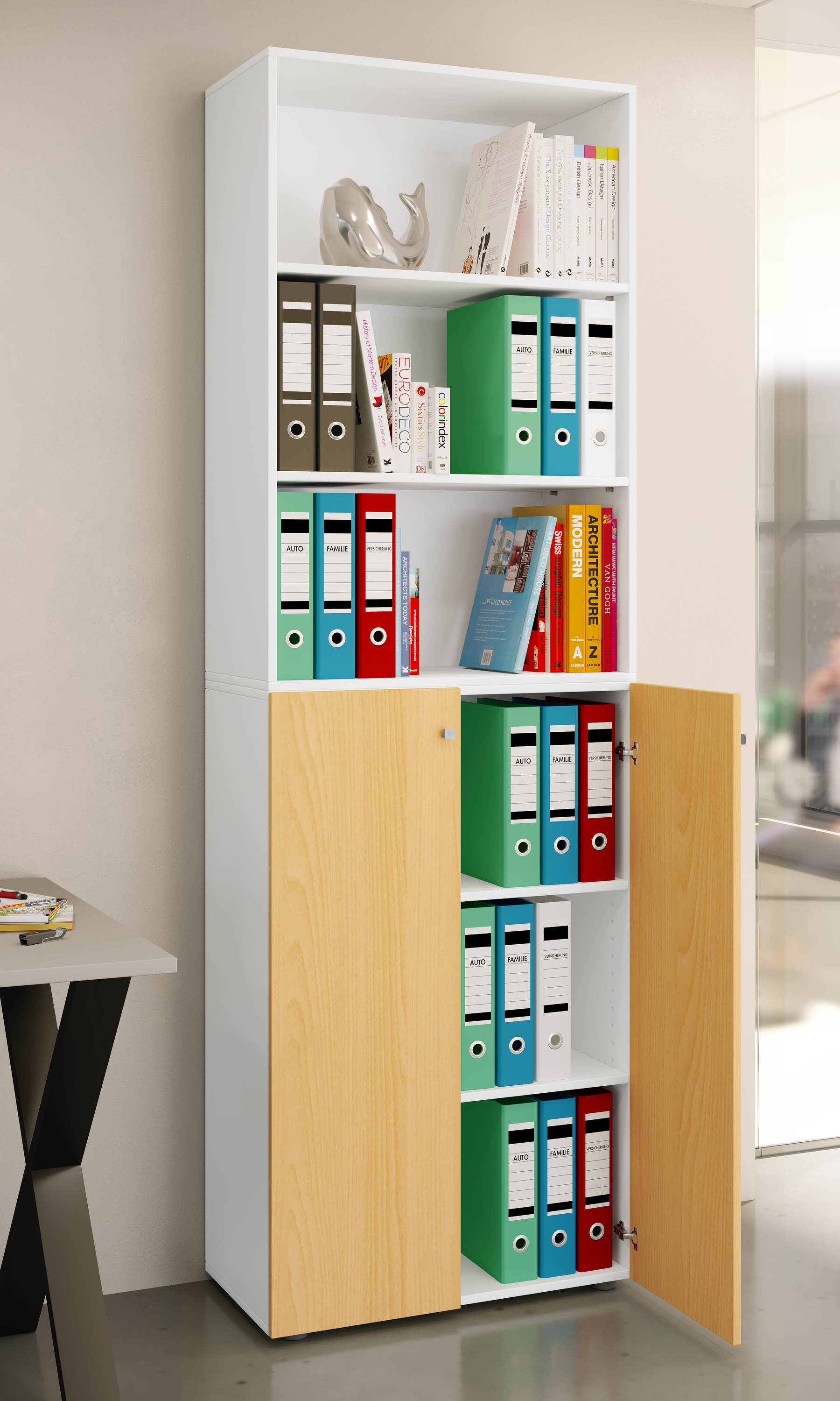 VCM Aktenschrank »VCM Büroschrank mit 6 Fächern | Büroregal | moderner Aktenschrank mit Drehtüren | Maße ca. H. 220 x B. 70 x T. 40cm ¿ Lona 6-Fach«, (1 St.)