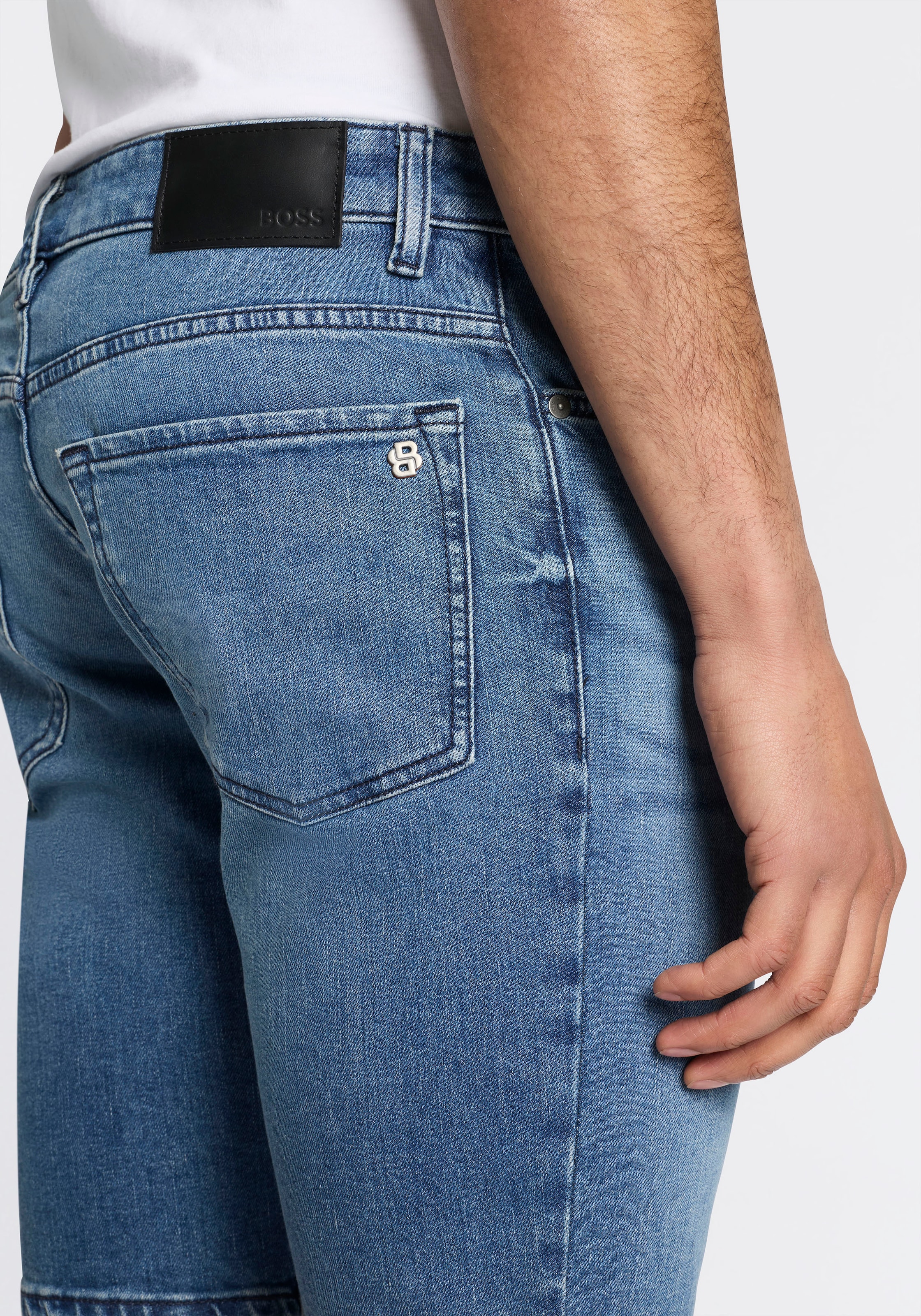 BOSS ORANGE Jeansshorts Regular Fit, Stretch-Denim, used washed