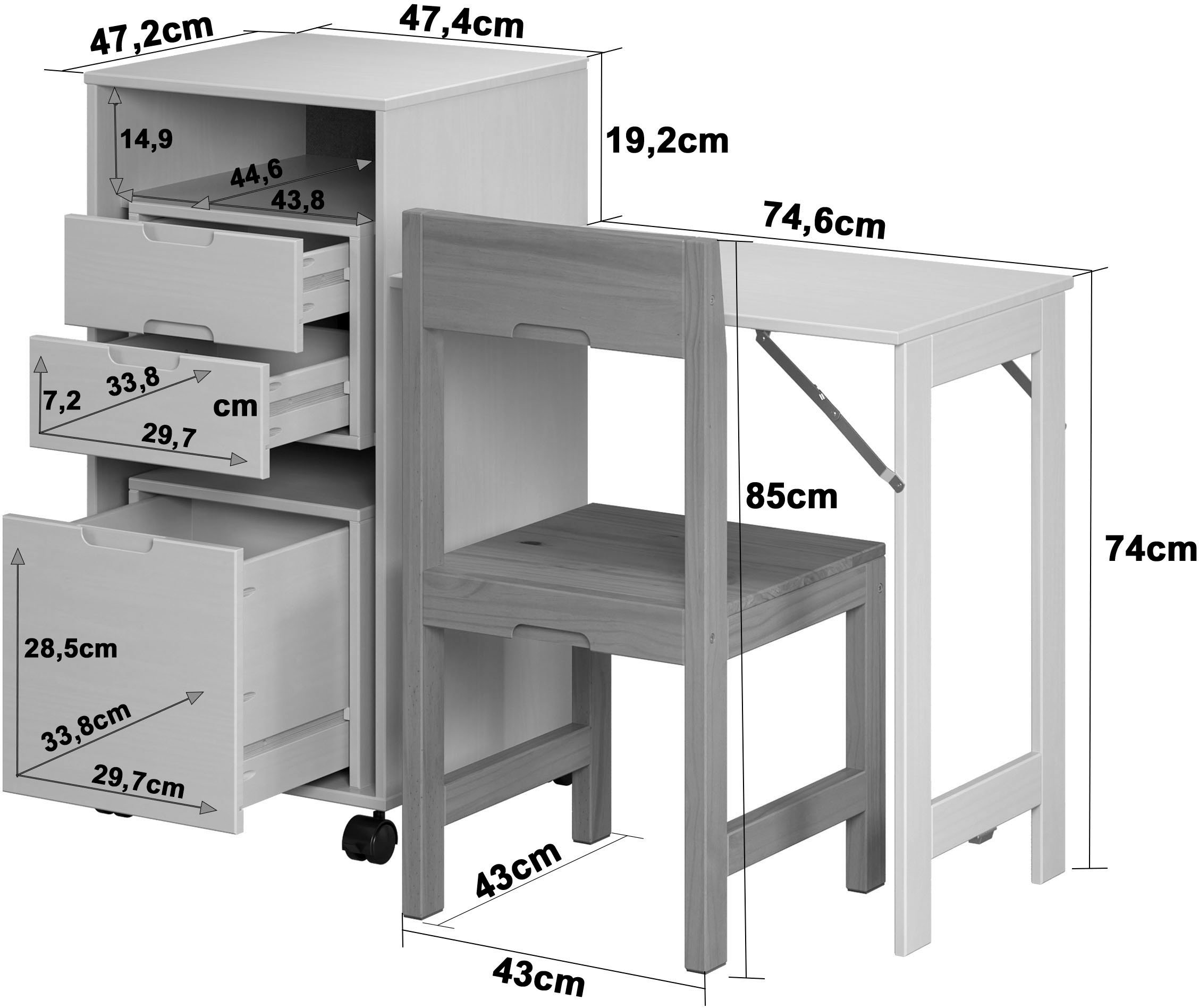 INTER-FURN Schreibtisch »Ostra«, smart mit aufklappbarer Arbeitsplatte von 50 zu 122 cm erweiterbar