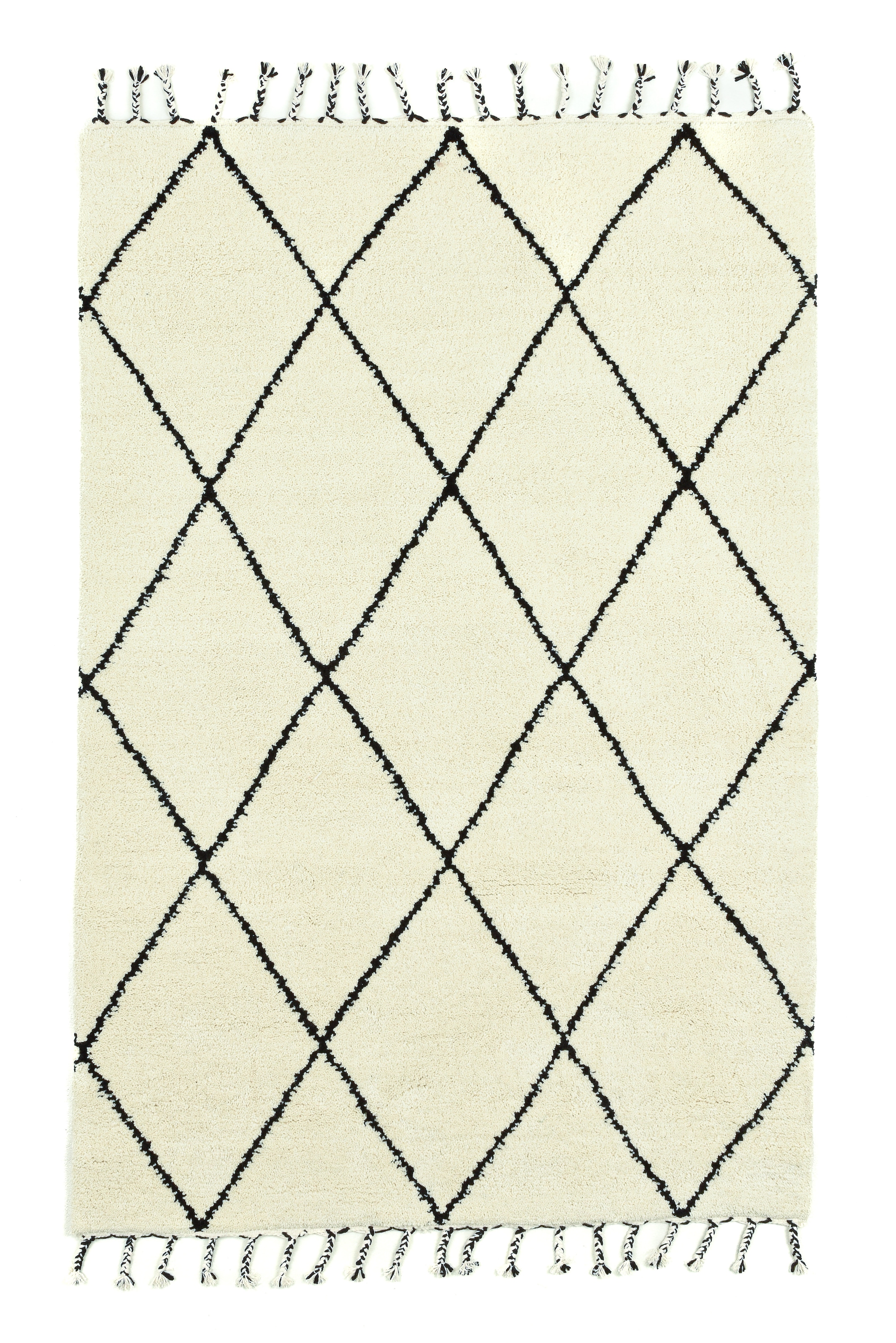 THEKO Wollteppich »MARMOUCHA 05« rechteckig 24 mm Höhe reine Wolle, Rauten Design, mit Fransen, auch als Läufer
