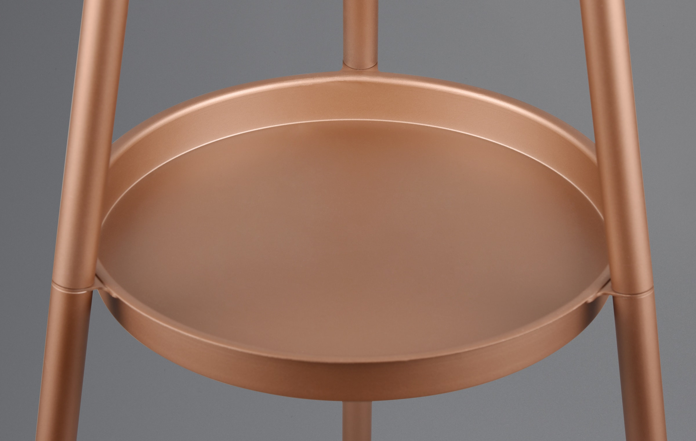 REALITY Leuchten Stehlampe »COLETTE, Stehleuchte Dreibein mit Ablagefläche exkl 1xE27 max 60W«, 1 flammig, Leuchtmittel E27 | Leuchtmittel wechselbar, Stehleuchte Ø 57cm mit Fußschalter moderne Farbkombination innen gold