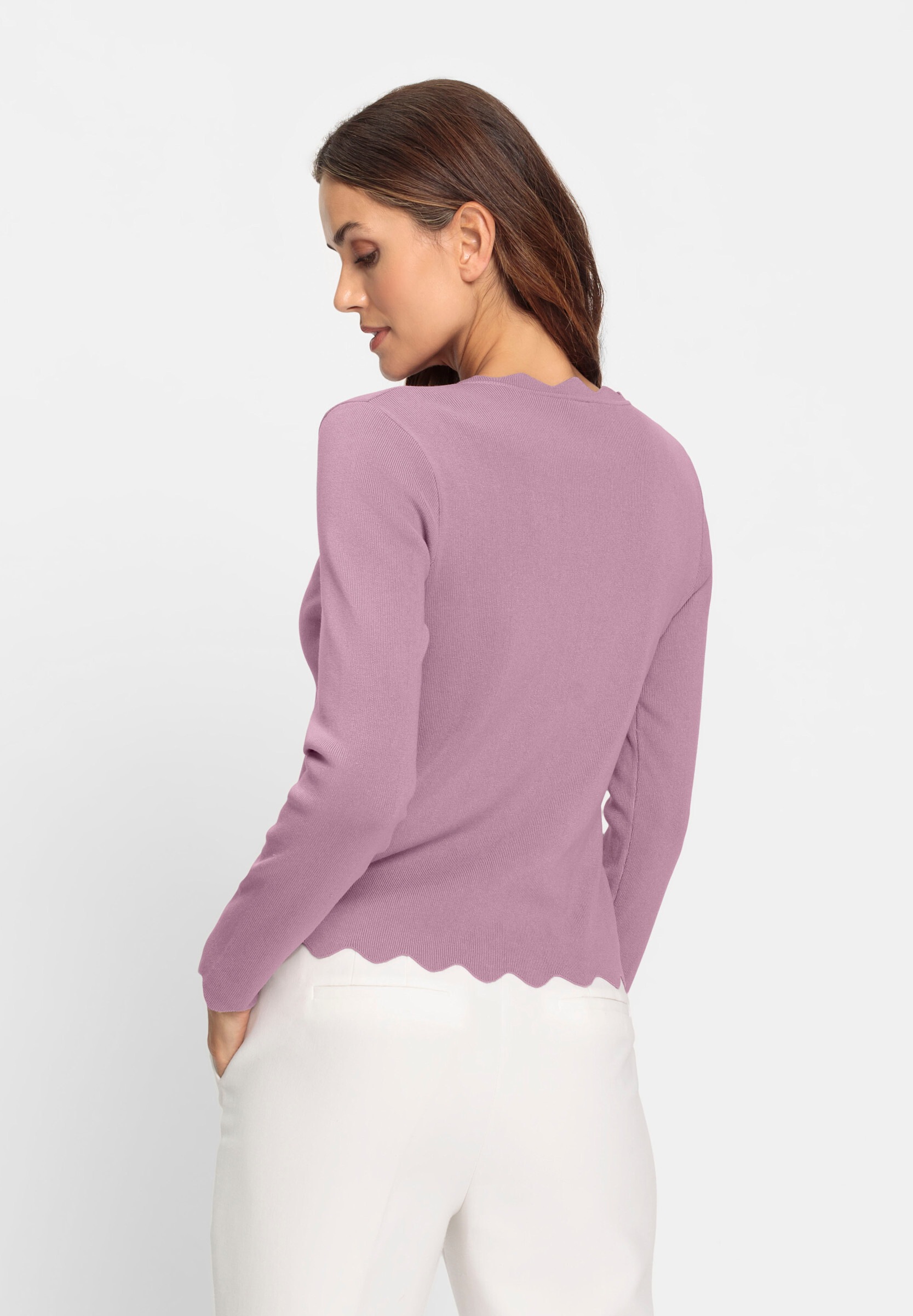 heine Longpullover »Feinstrickpullover Feinstrickpullover mit Wellenkanten«