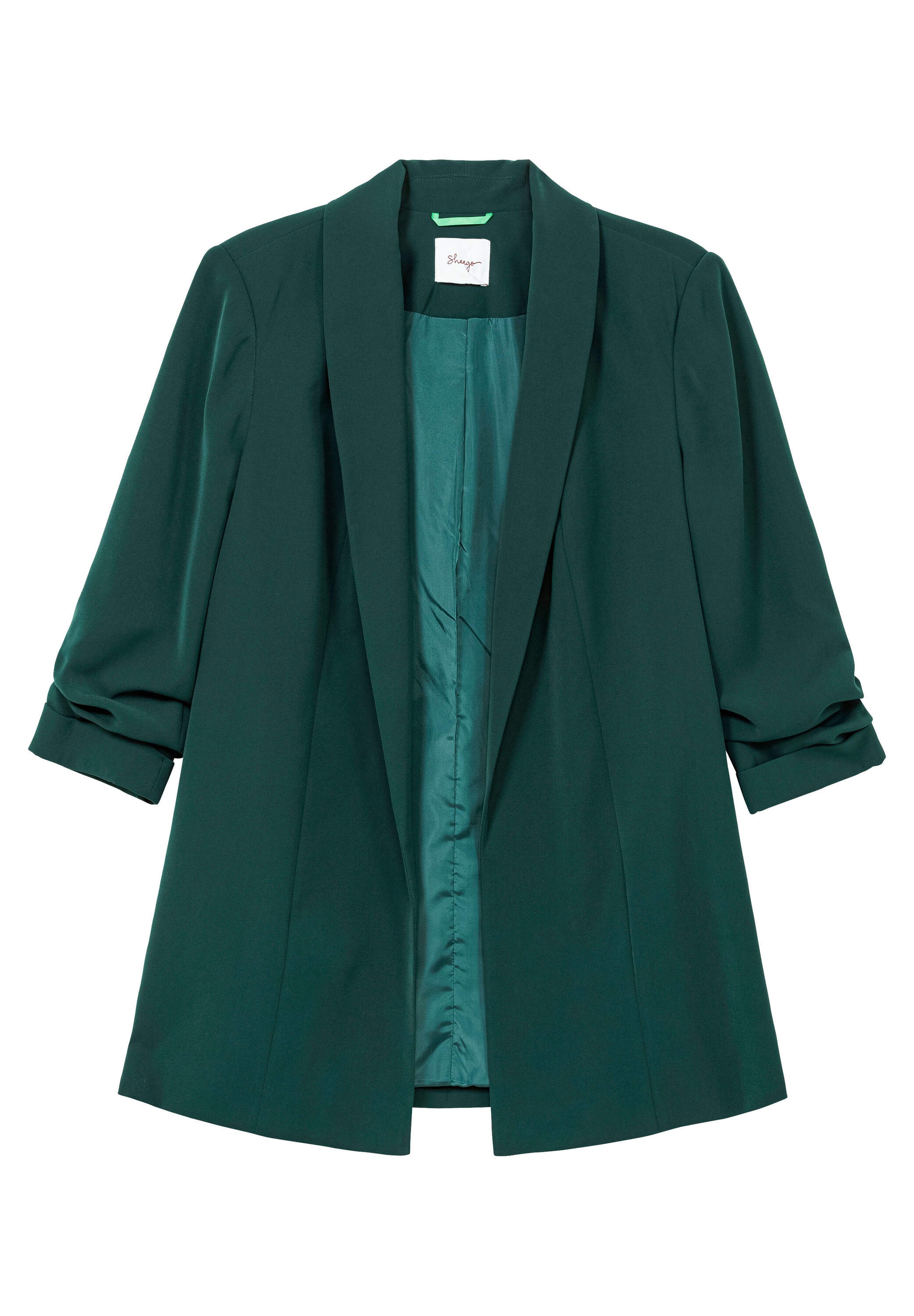 Sheego Blusenblazer »Longblazer Longblazer mit Schalkragen« mit Schalkragen und gerafftem 3/4-Arm