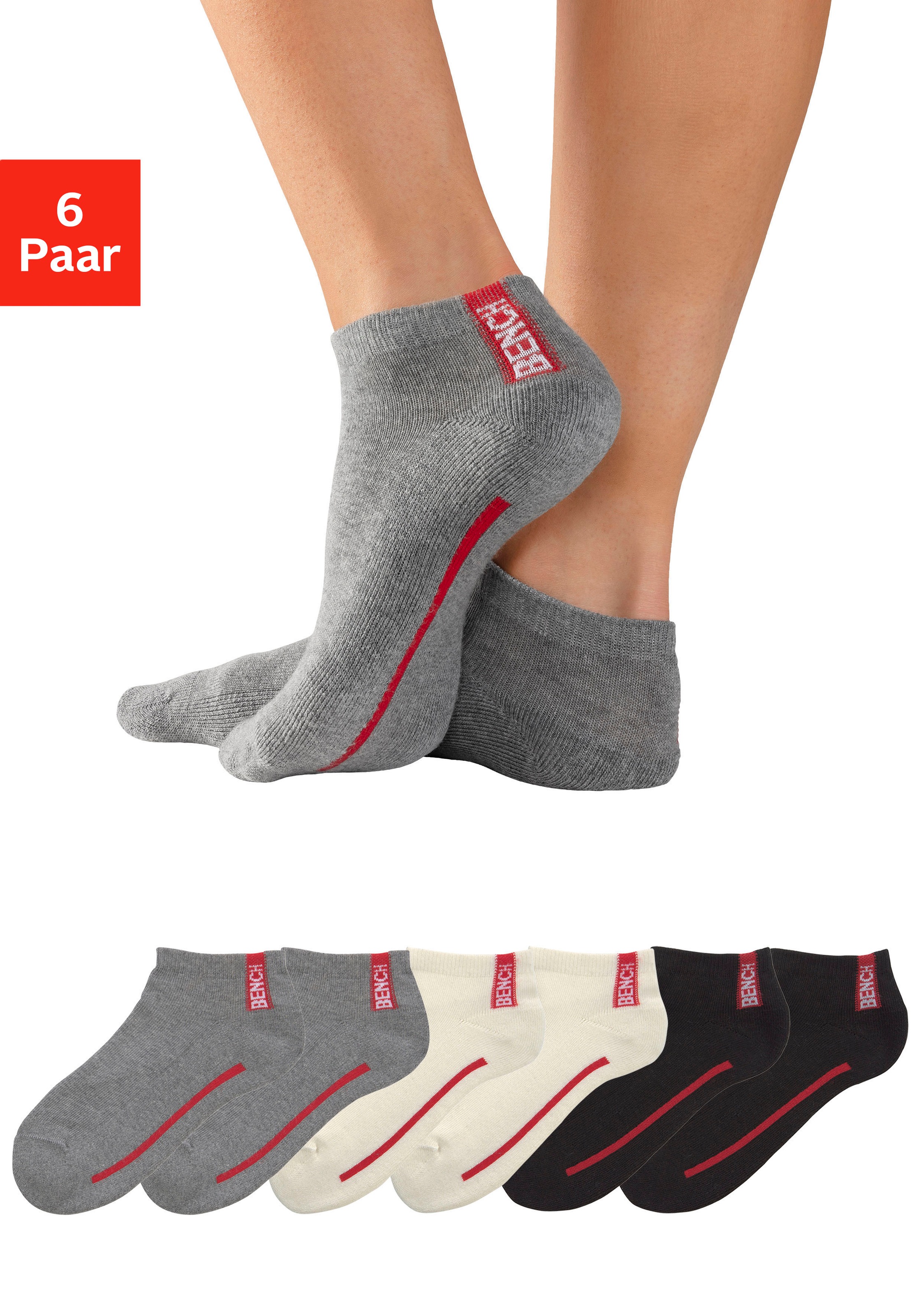 Bench. Sneakersocken, (6 Paar), mit Frottee