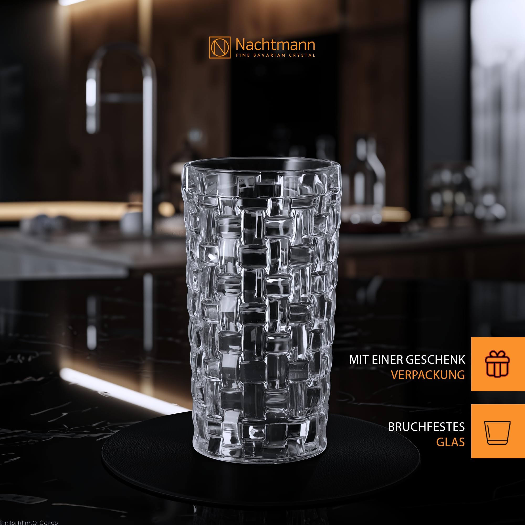 Nachtmann Longdrinkglas »Longdrinkgläser Bossa Nova 395 ml 4er Set transparent« Erhöhte Bruchfestigkeit, Kristallglas, spülmaschinenfest