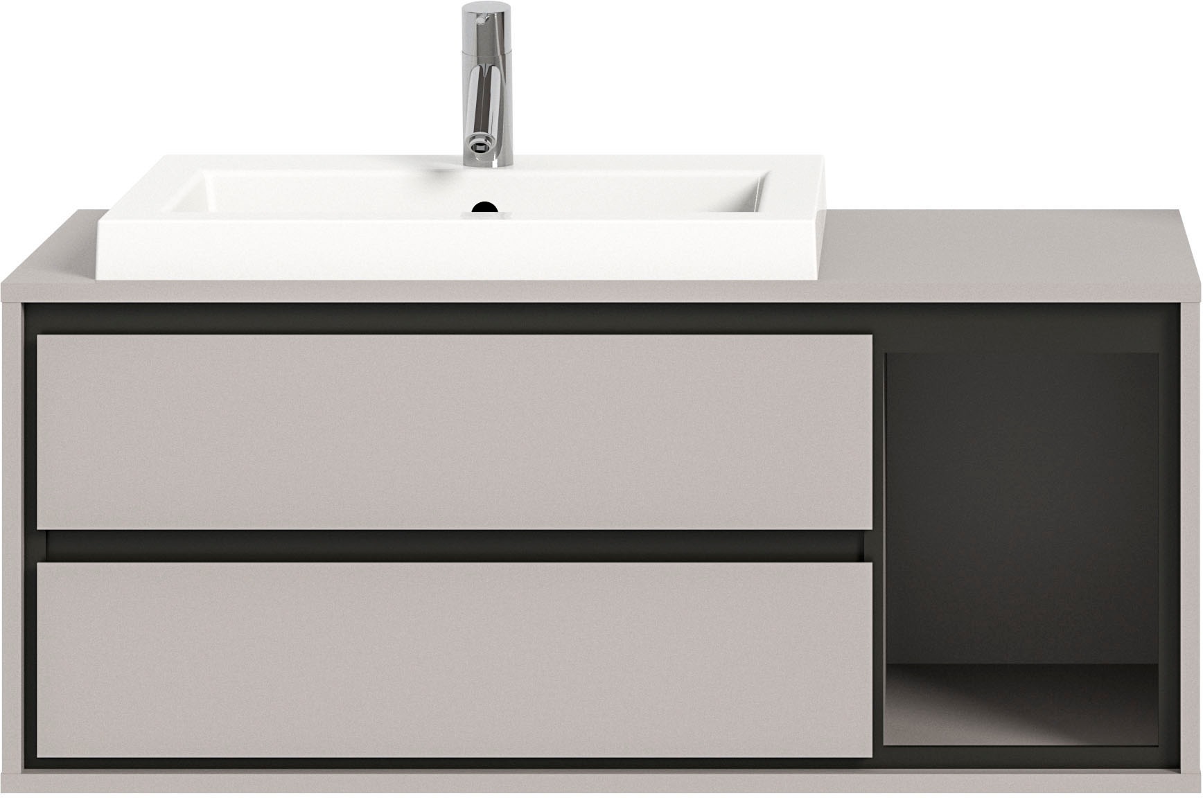 INOSIGN Waschbeckenschrank »Skygge, Breite 100 cm, inkl. Mineralguss-Waschbecken, 2 Schubkästen«, (2 St.), Hängeschrank, Unterschrank, Badmöbel, Badschrank, Schrank, Bad