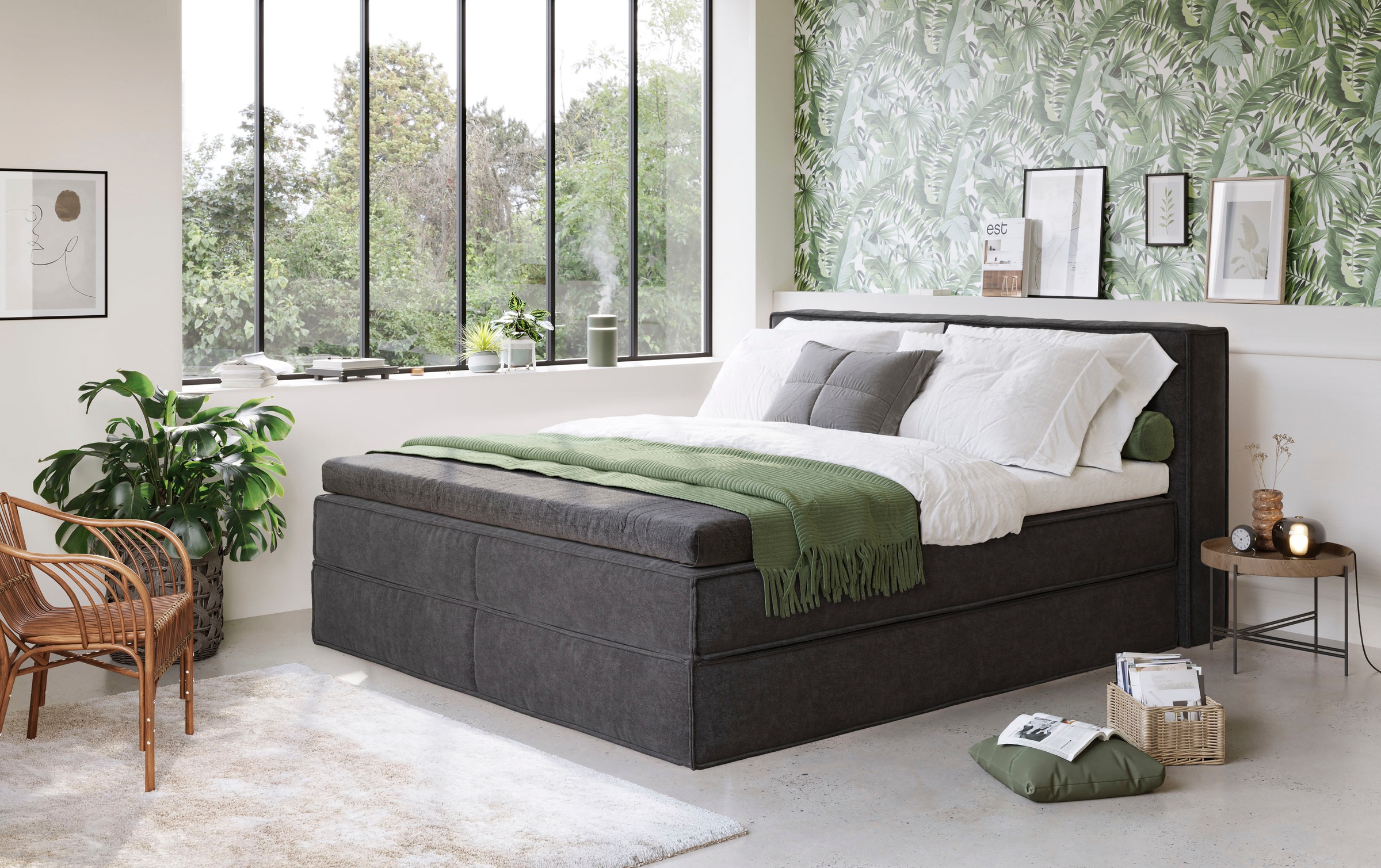 Home affaire Boxspringbett »Milano«, Boxbett inkl. Topper, 2 Matratzen, Härtegrade H2, H3 und H4 wählbar