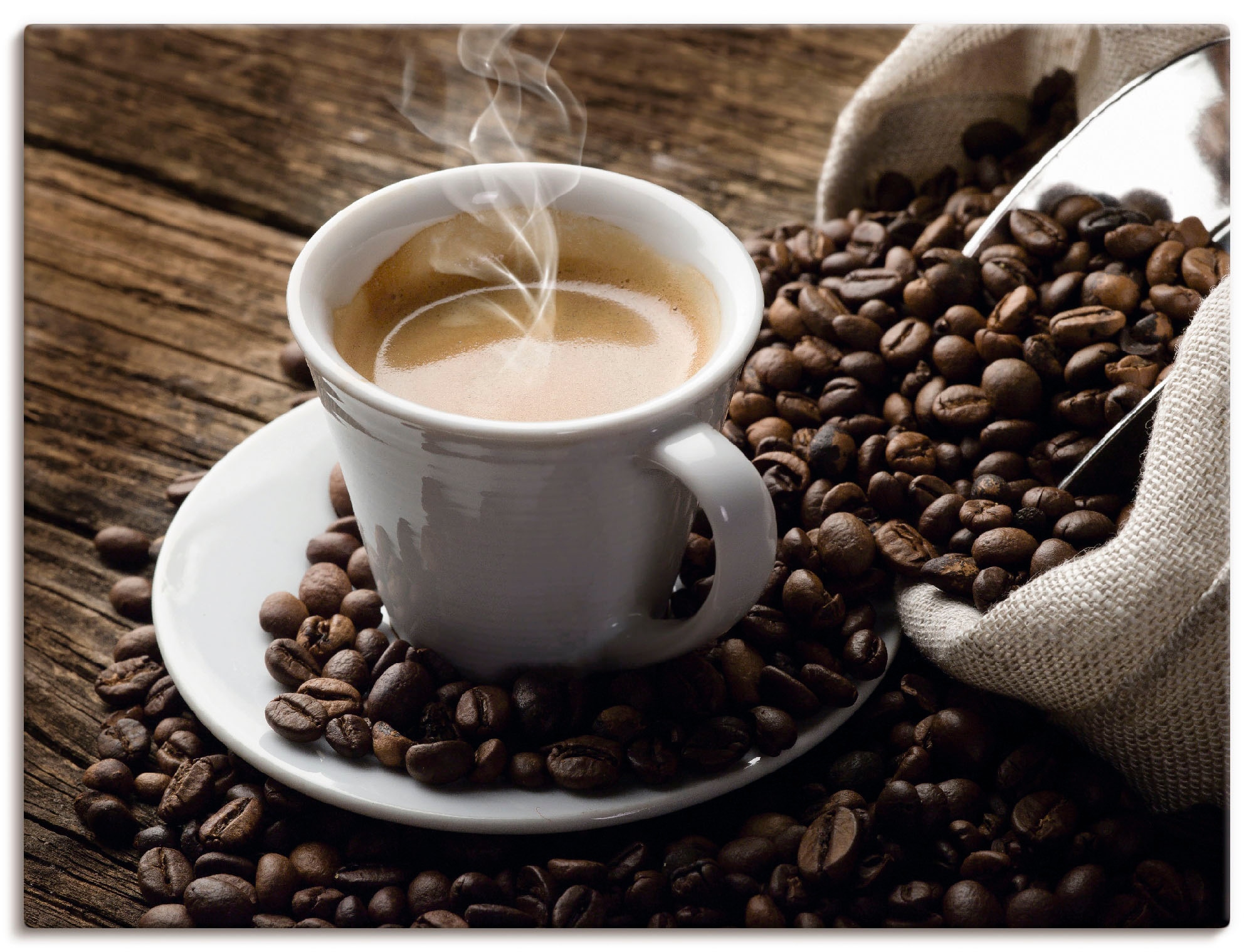 Artland Wandbild »Heißer Kaffee - dampfender Kaffee«, Getränke, (1 St.),  als Alubild, Leinwandbild, Wandaufkleber oder Poster in versch. Größen bei  OTTO