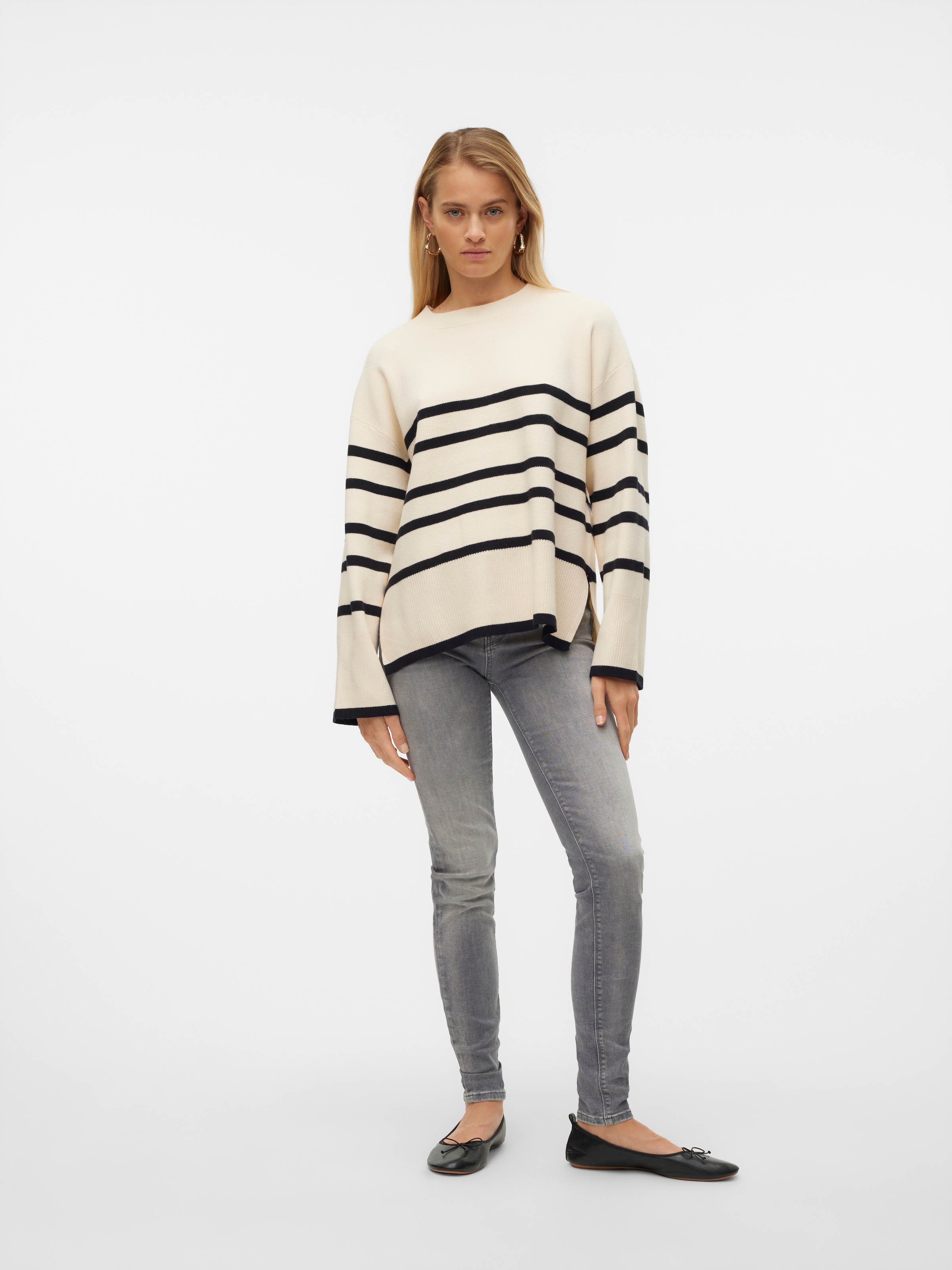 Vero Moda Rundhalspullover »VMSABA LS O-NECK STRIPE PULLOVER GA NOOS« mit Streifenmuster