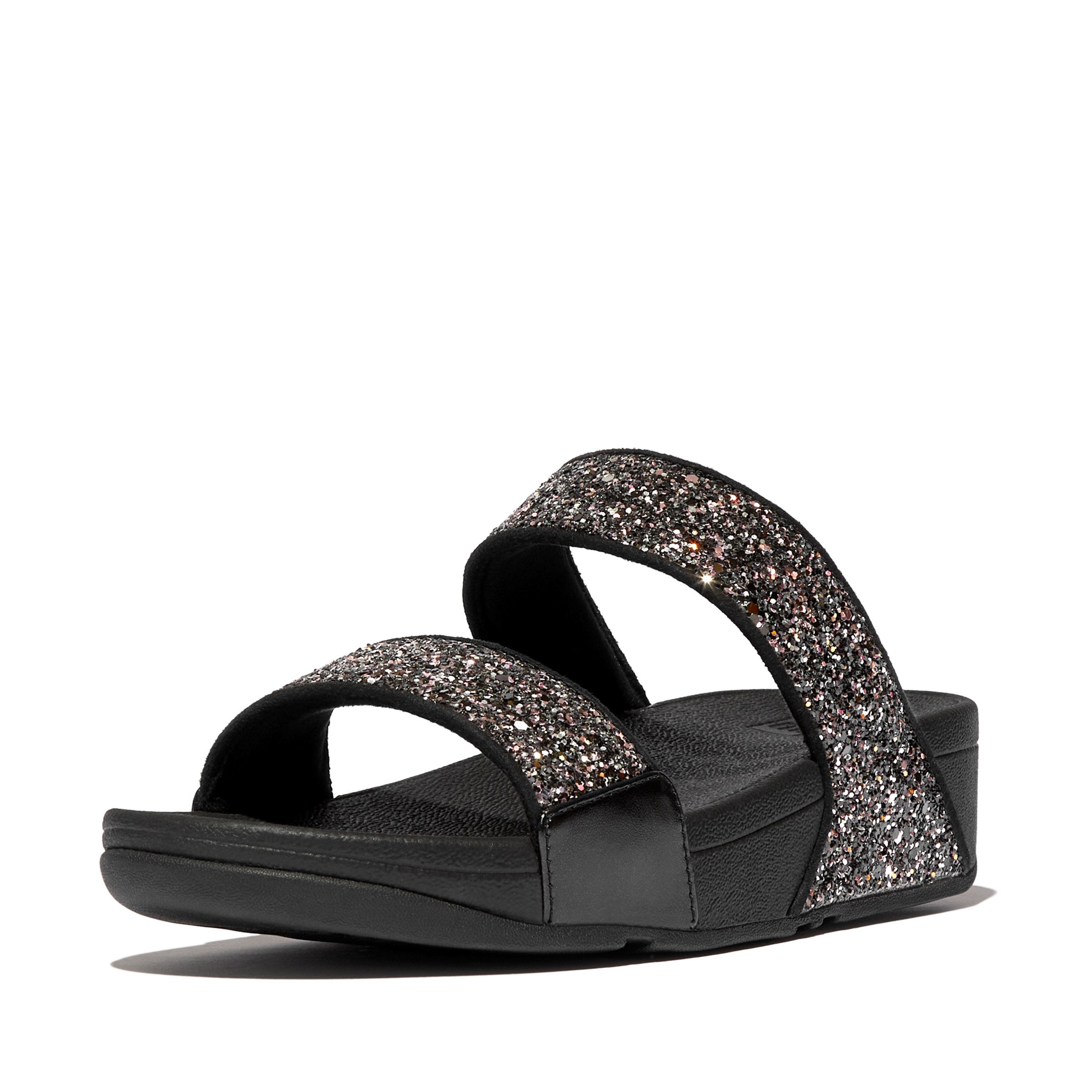 Fitflop Pantolette »LULU MULTI-TONAL GLITTER SLIDES«  Keilabsatz, Sommerschuh, Schlupfschuh mit Glitzer besetzt