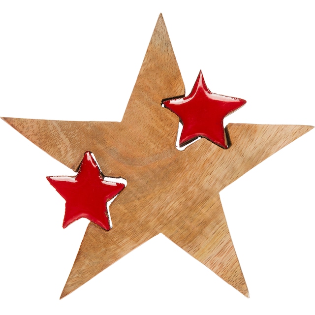 Myflair Möbel & Accessoires Dekostern »Star, Deko Puzzle Stern, mit kleinen  Sternen«, (2 St.), Weihnachtsdeko aus Holz, Weihnachtsstern, Höhe ca. 14 cm  im OTTO Online Shop