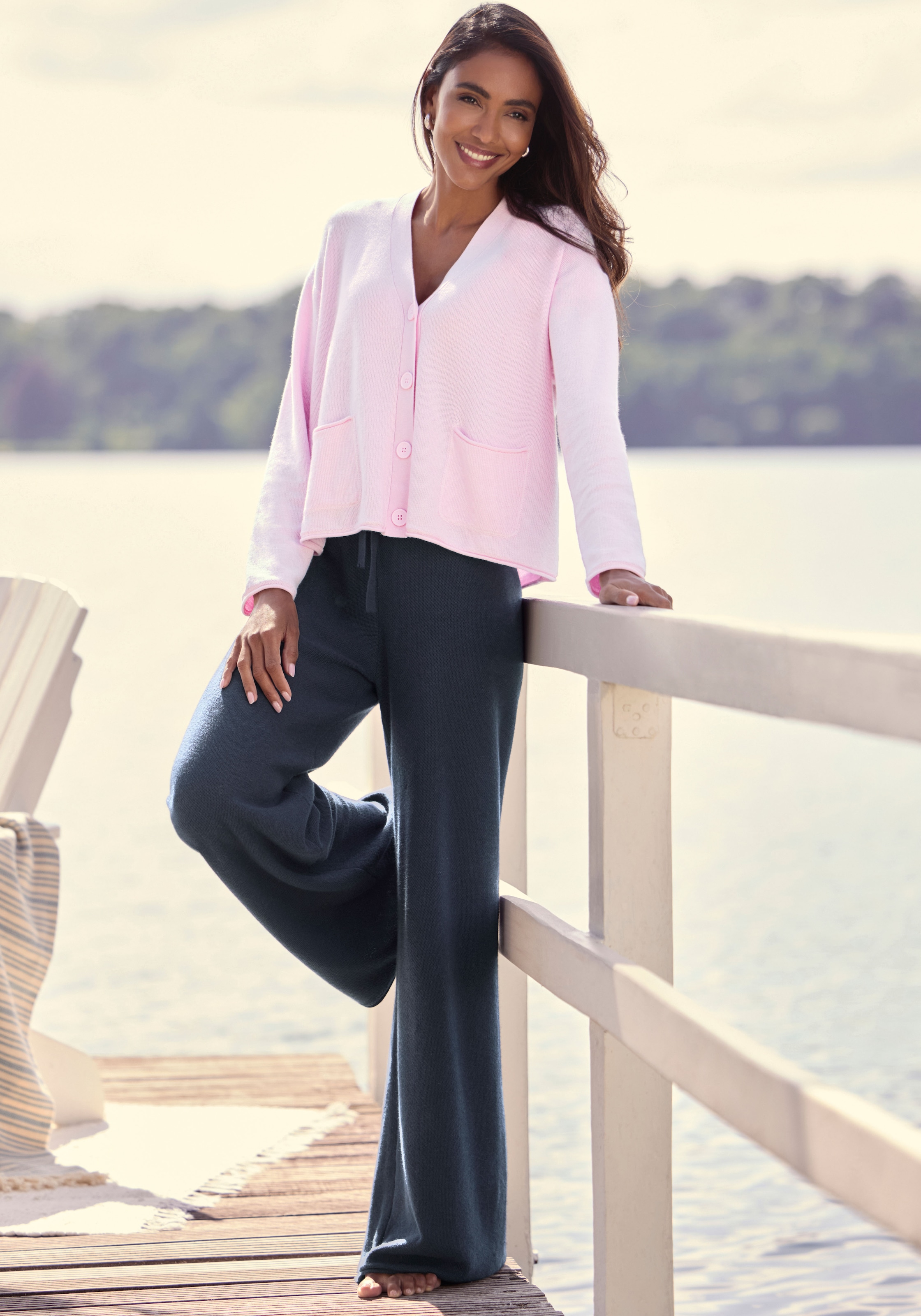 Elbsand Strickjacke aus hochwertigem Feinstrick, Loungewear