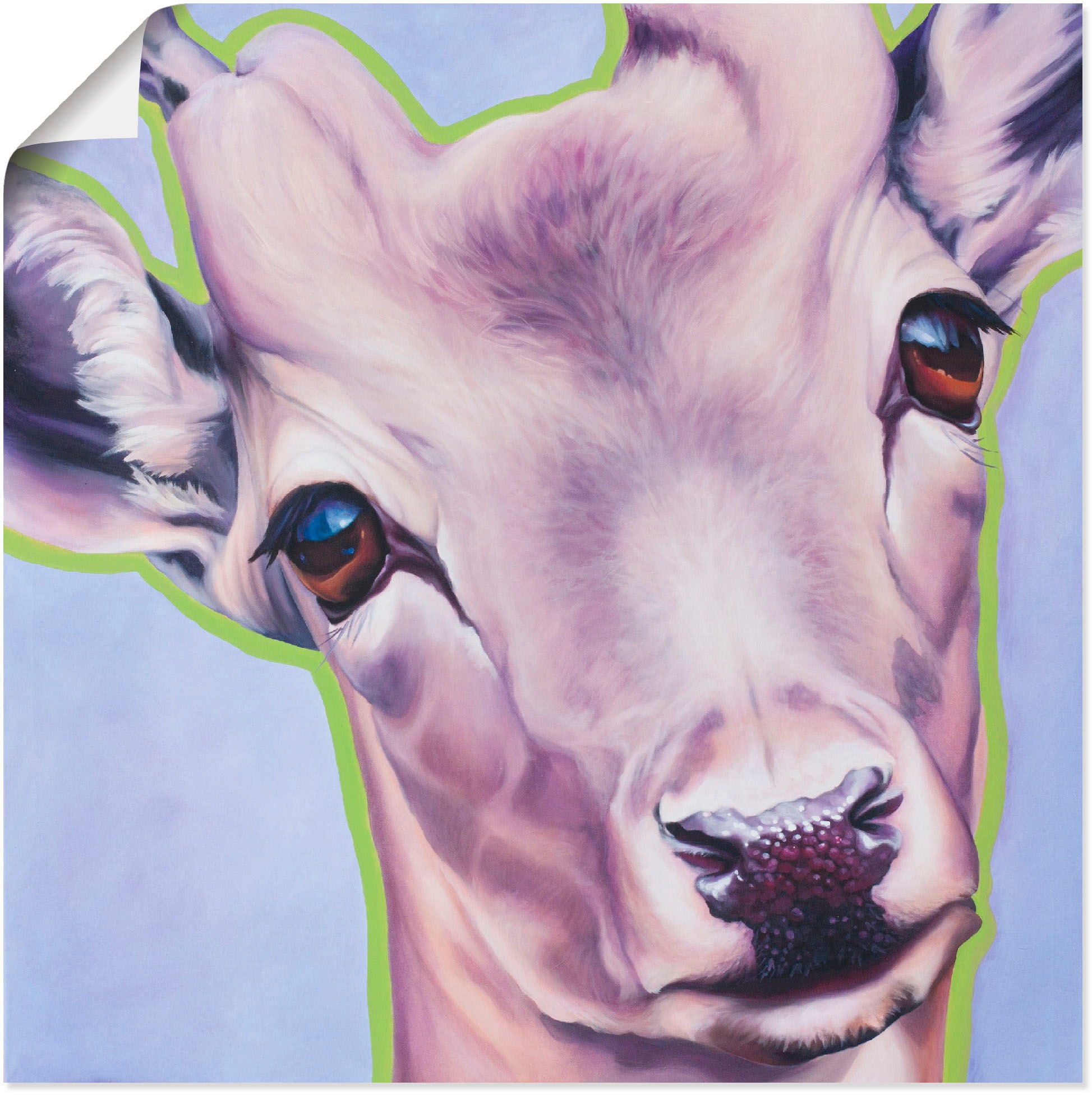 Artland Wandbild »Reh blau«, Wildtiere, (1 St.), in vielen Größen & Produktarten -Leinwandbild, Poster, Wandaufkleber / Wandtattoo auch für Badezimmer geeignet