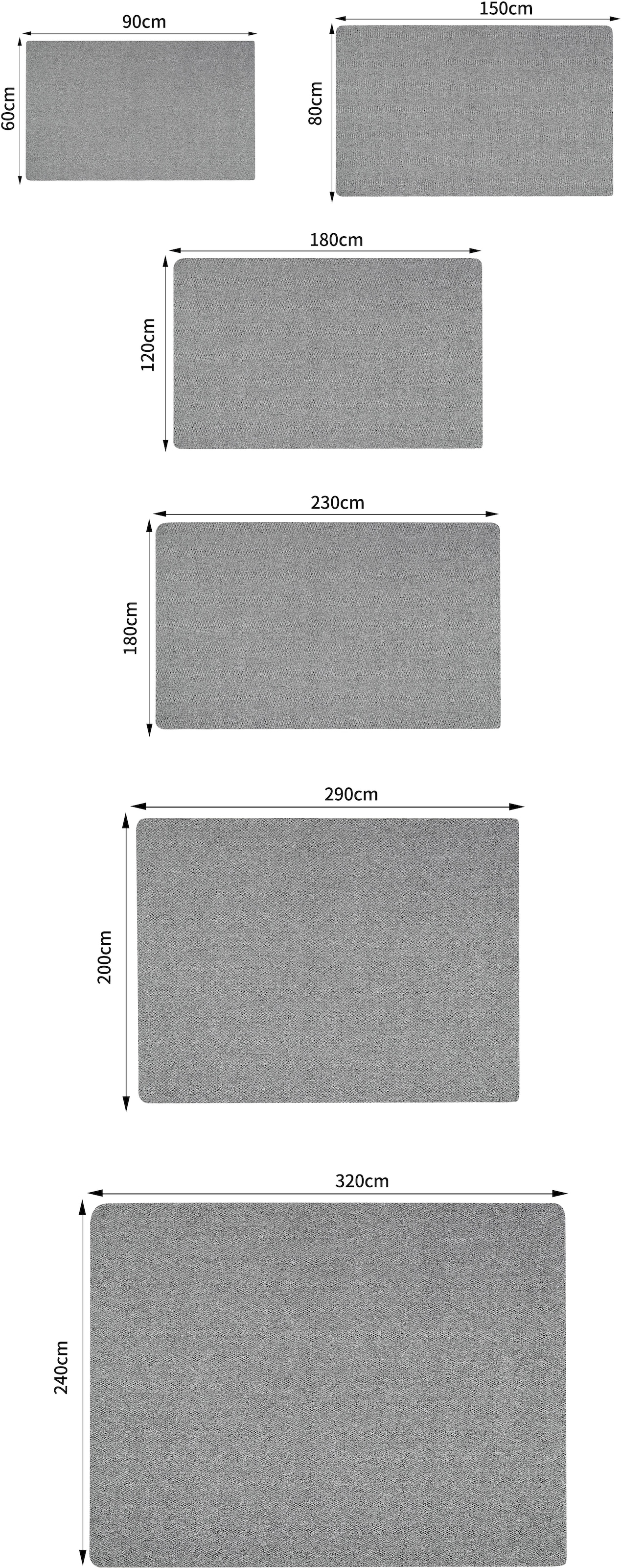 OTTO home Teppich »Lilia« rechteckig 5 mm Höhe Sisal-Optik, uni, waschbar, Wohnzimmer, Schlafzimmer, Esszimmer