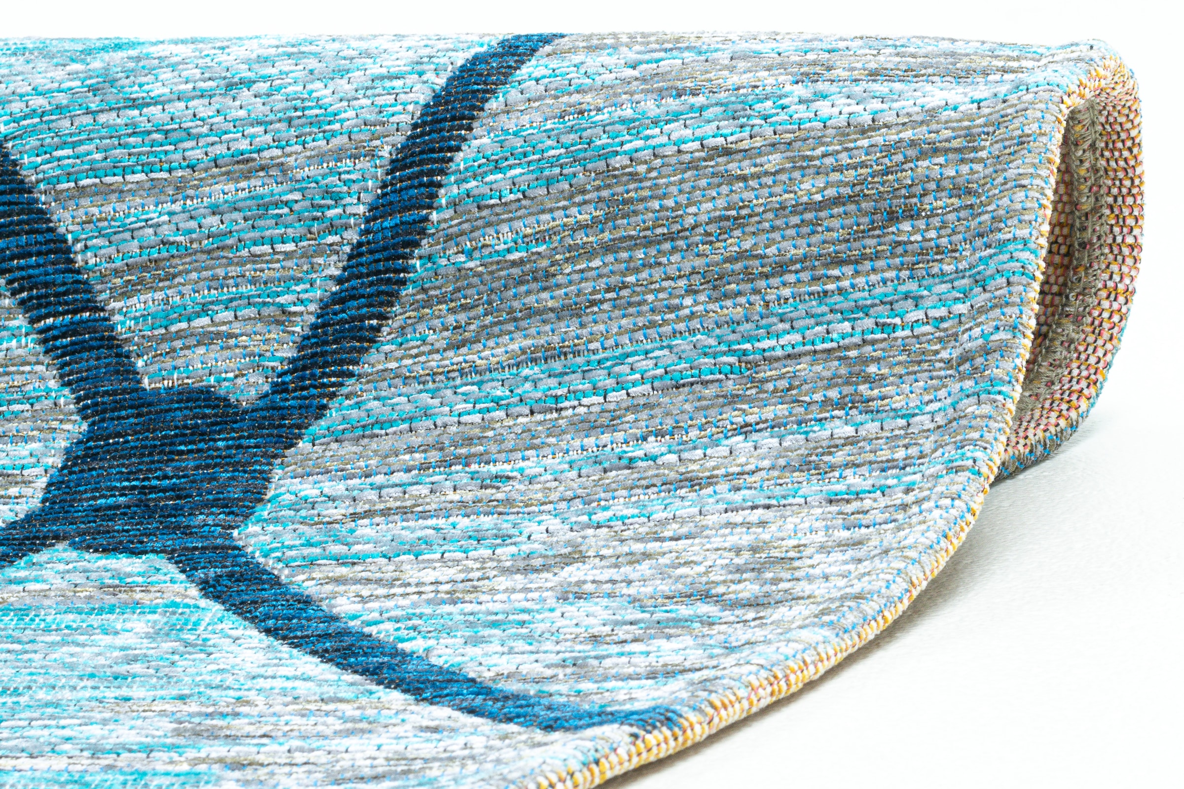 Sansibar Teppich »Keitum 005« rund 3 mm Höhe Flachgewebe, modernes Design, Motiv Fischernetz & gekreuzte Säbel
