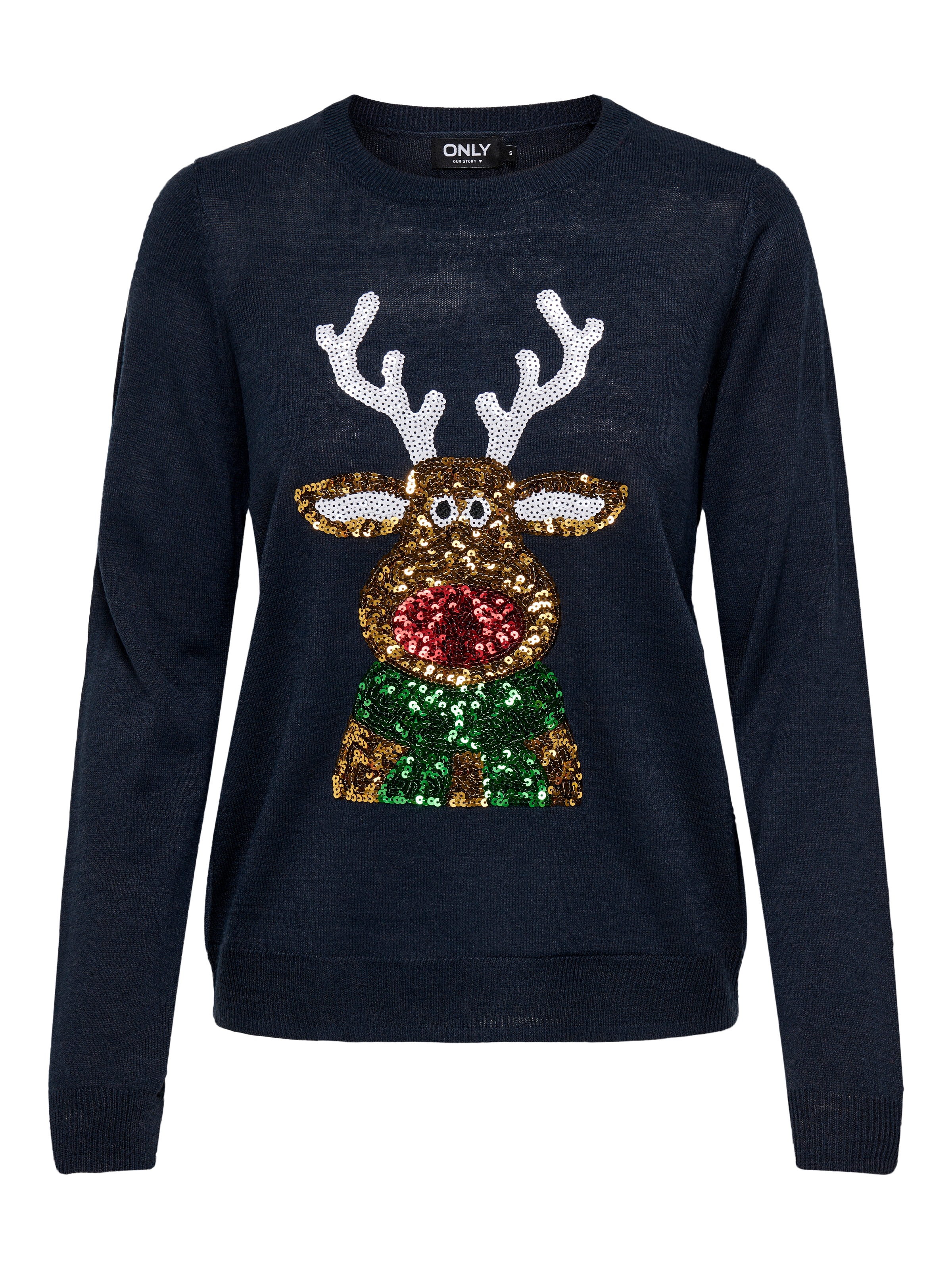 ONLY Weihnachtspullover »ONLXMAS LS O-NECK MIX DETAIL BOX KNT«