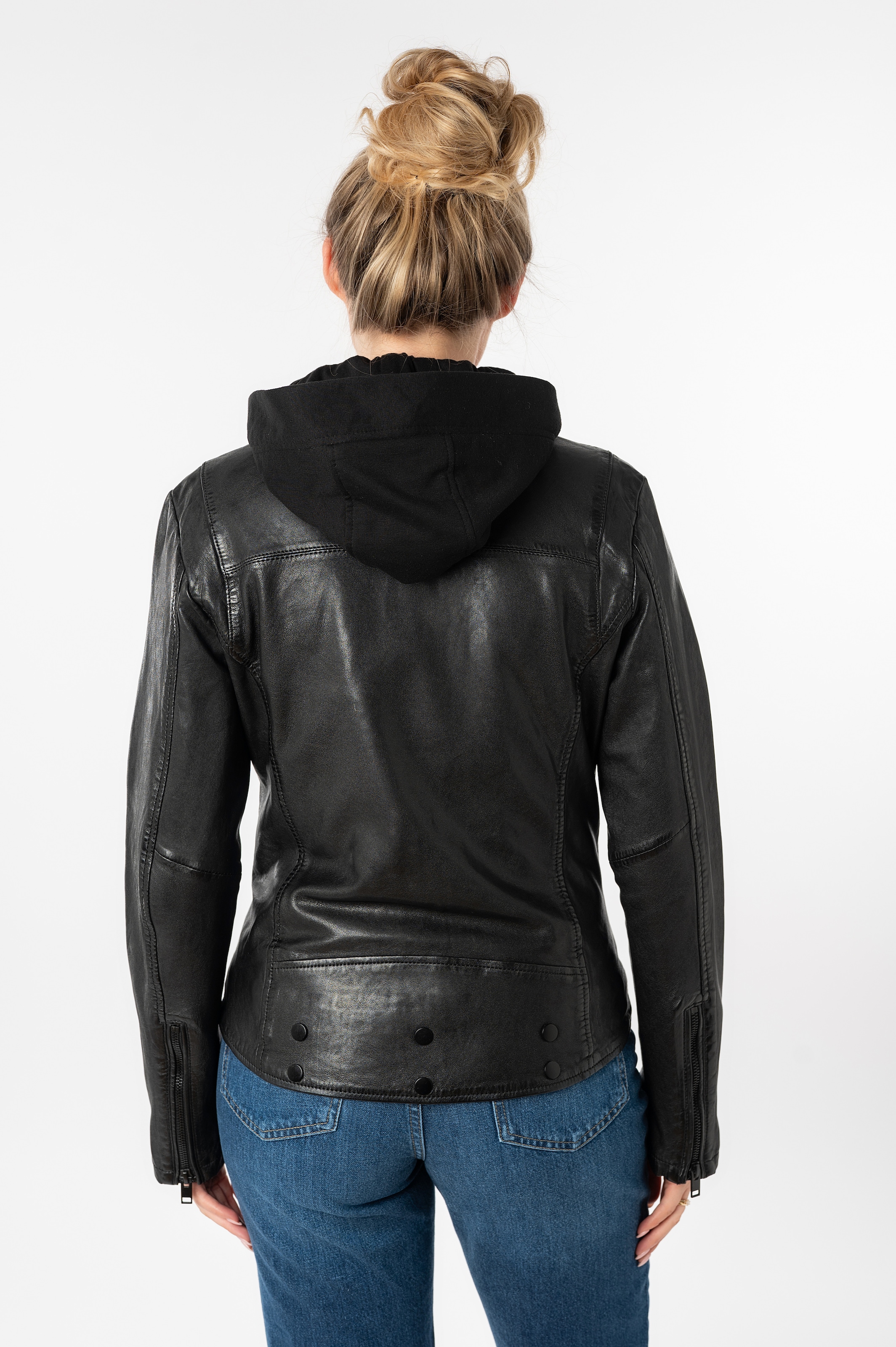 Mauritius Lederjacke »MWTary SF«, mit Kapuze, mit Jerseykapuze und Reverskragen, Slim Fit