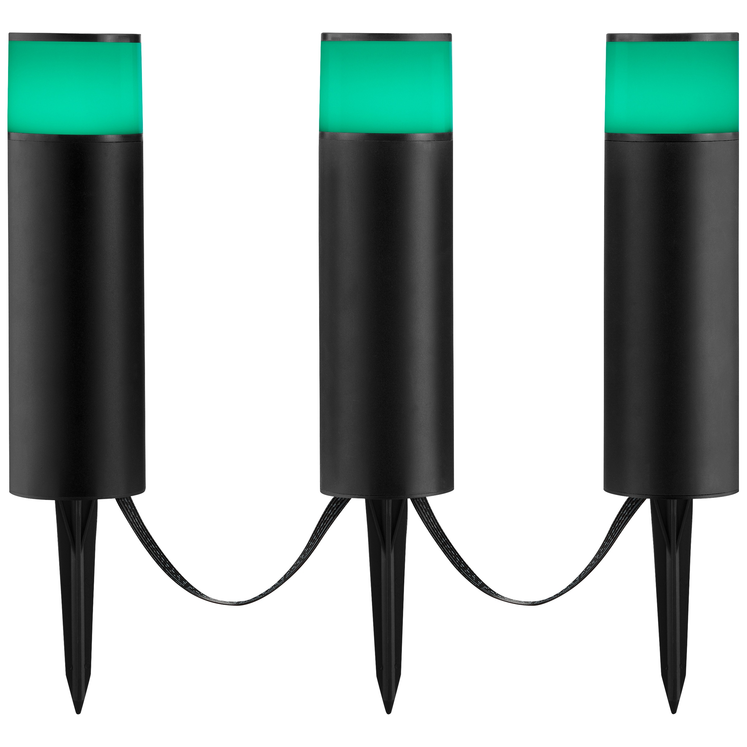 Brilliant LED Gartenleuchte »Dody« LED-Modul 3 Stk. warmweiß - kaltweiß LED Gartenspieß 3er Set, dimmbar, RGB, CCT, IP44, App steuerbar