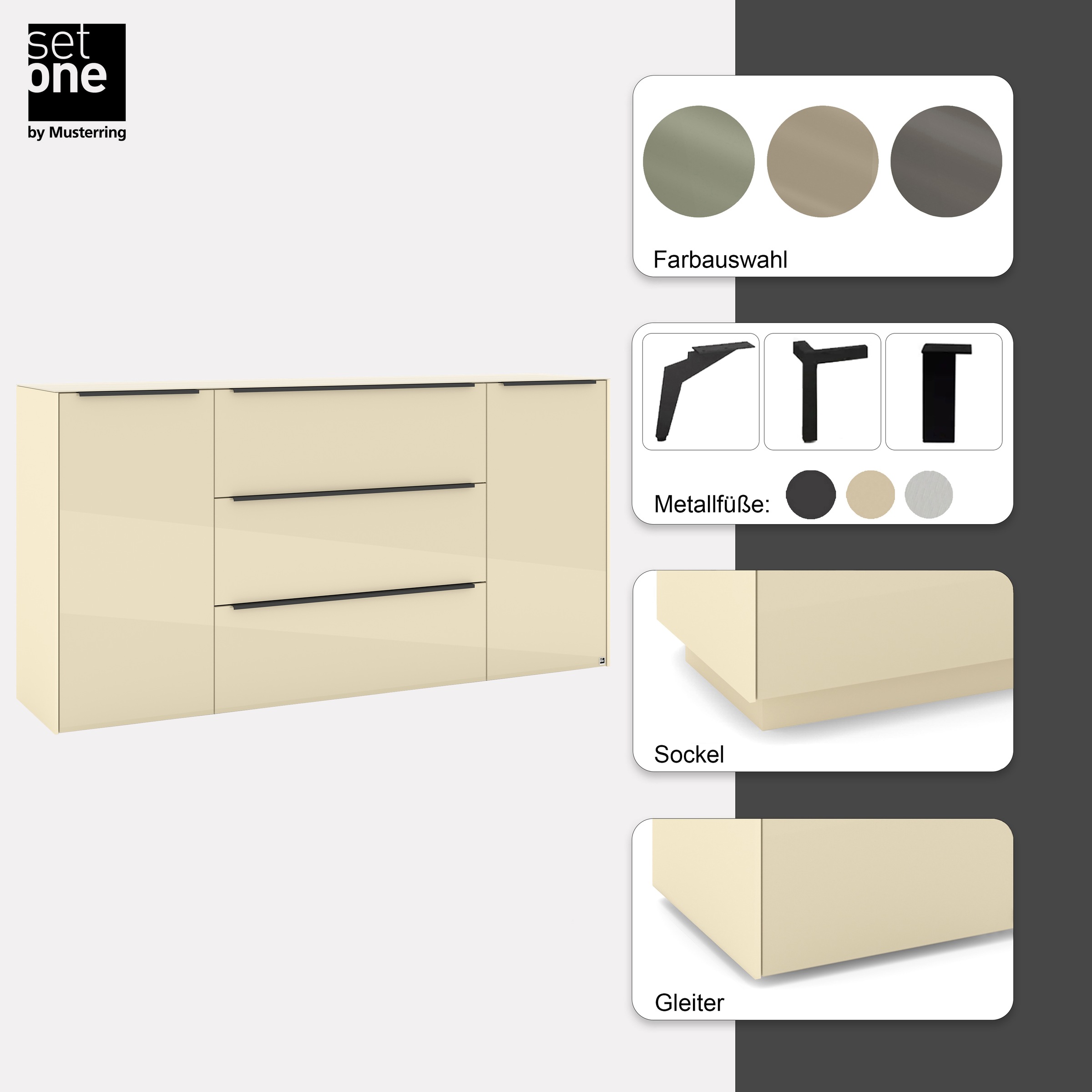 set one by Musterring Sideboard »Reno« 1 Stk. tlg. Mit Winkelfuß in diversen Farben, 109 cm Höhe & Farbauswahl
