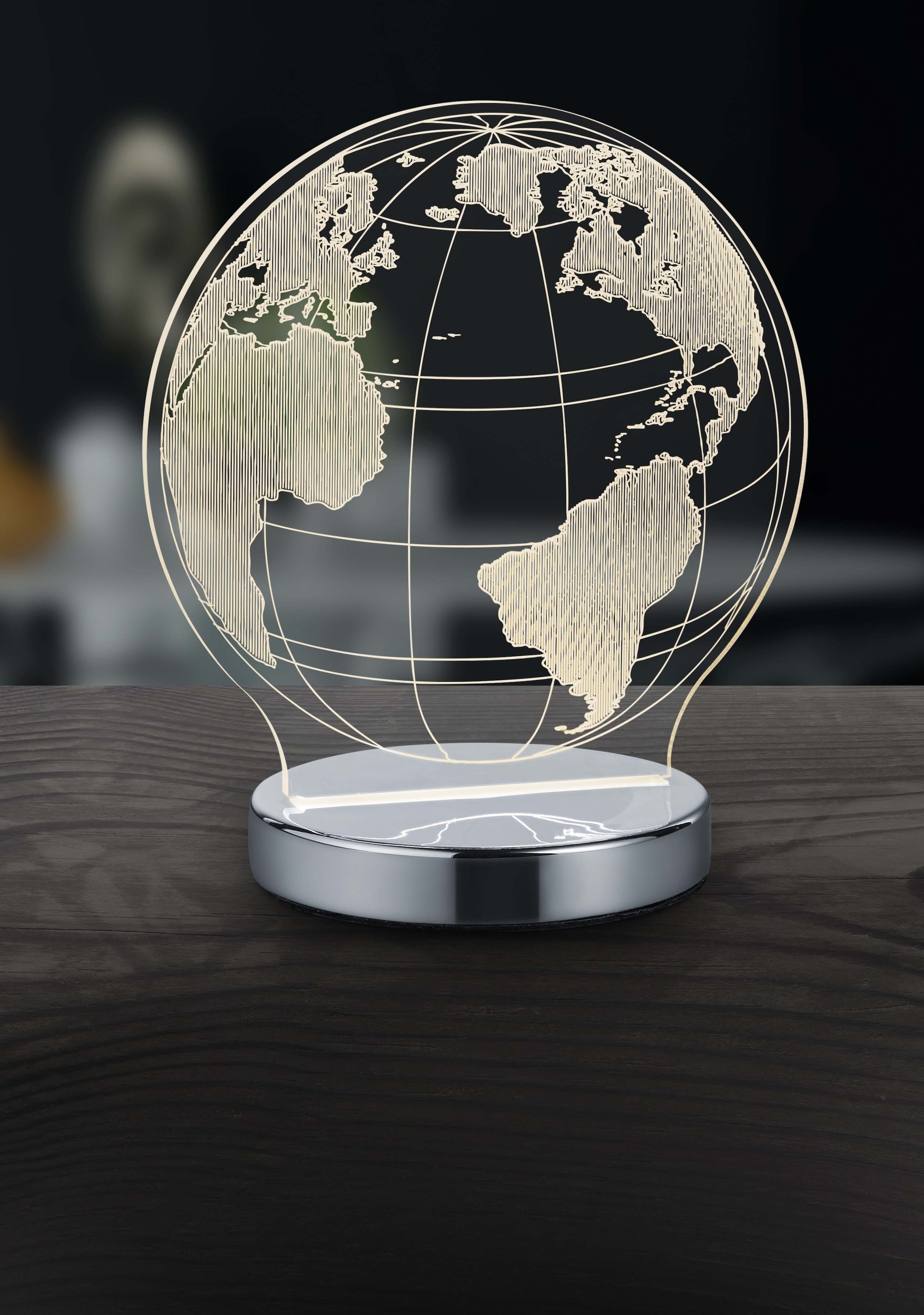 TRIO Leuchten LED Tischlampe, einstellbar 1 Tischleuchte online Acrylplatte, bei Design, OTTO Weltkugel flammig-flammig, Lichtfarbe »Globe«