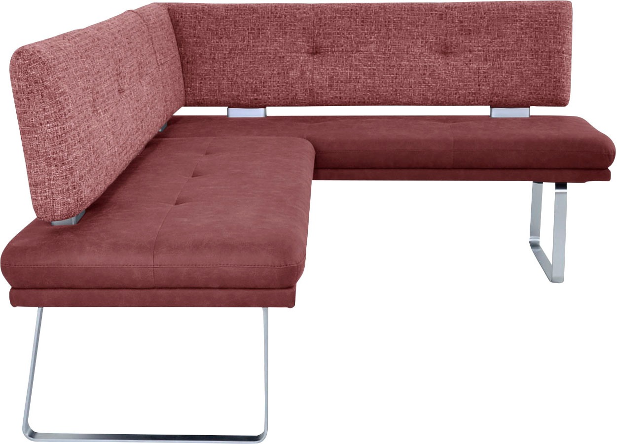 K+W Komfort & Wohnen Eckbank »Giacomo II« Flachstahlkufe in edelstahlfarbig lackiert, Rücken und Sitz gesteppt