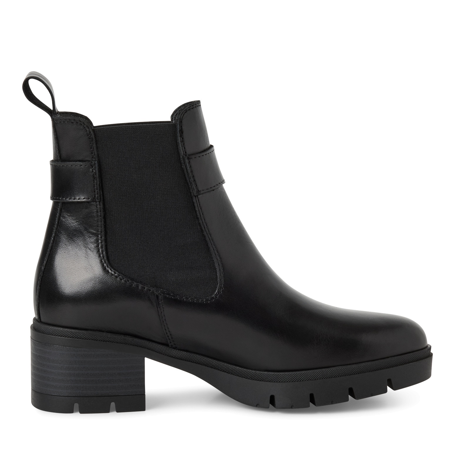 Tamaris Chelseaboots, Blockabsatz, Stiefelette, Schlupfboots mit Ziernschnalle
