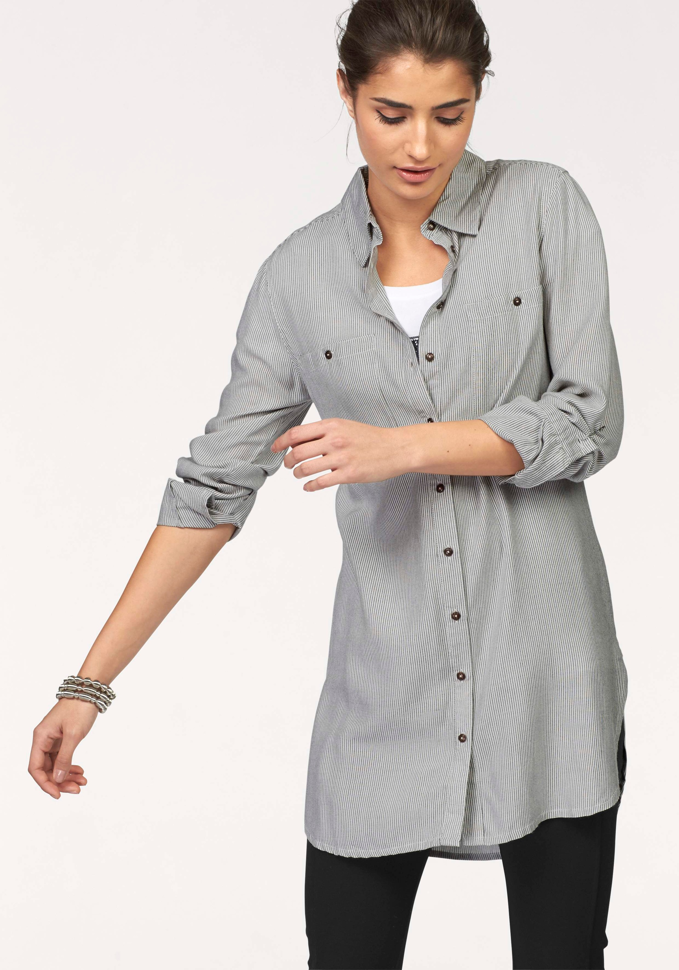 Boysen's Longbluse, mit feinem Streifenmuster NEUES DESIGN