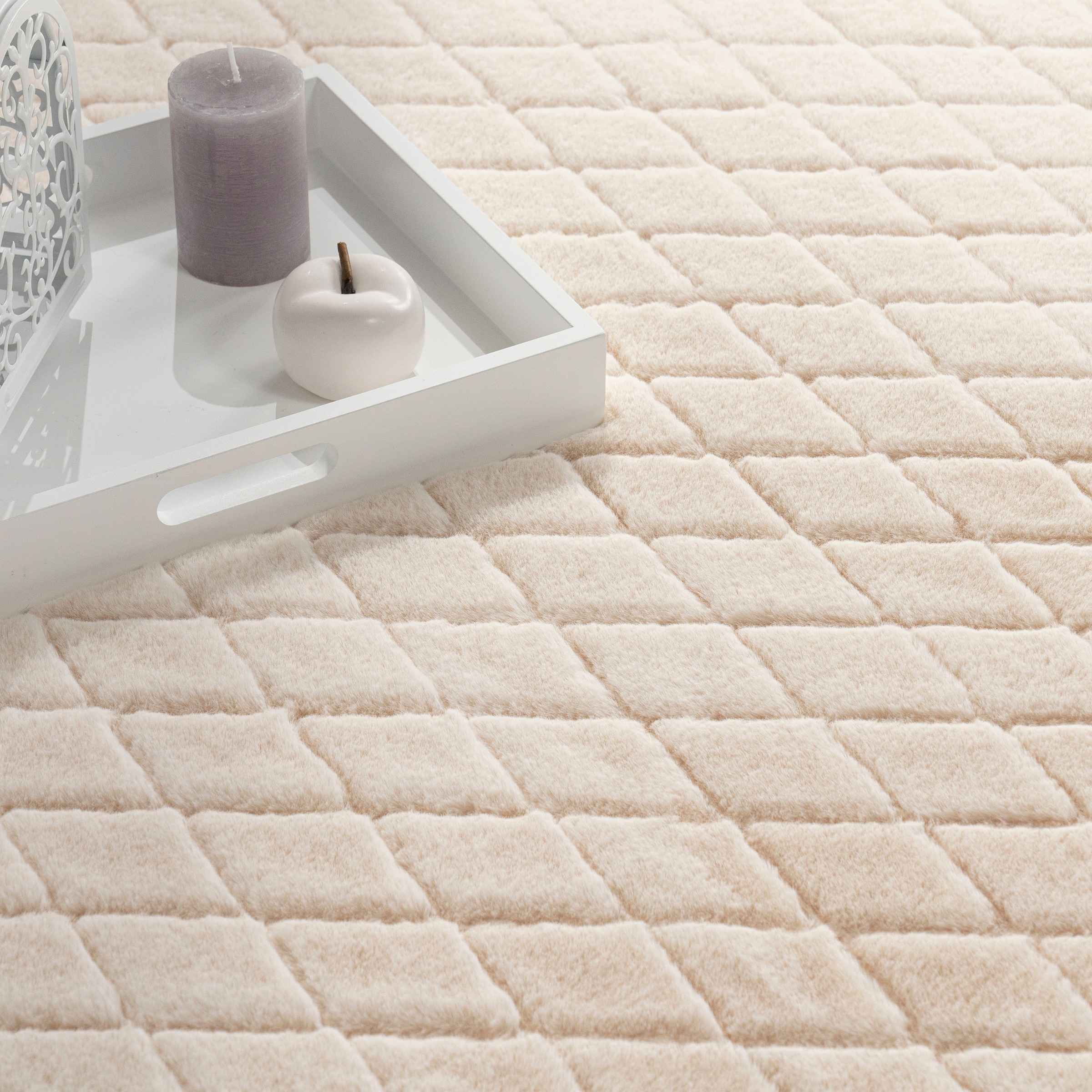 Paco Home Hochflor-Teppich »Arnheim 742«, rechteckig, 26 mm Höhe, Uni Farben, Rauten Muster, besonders weich, Hoch-Tief Effekt