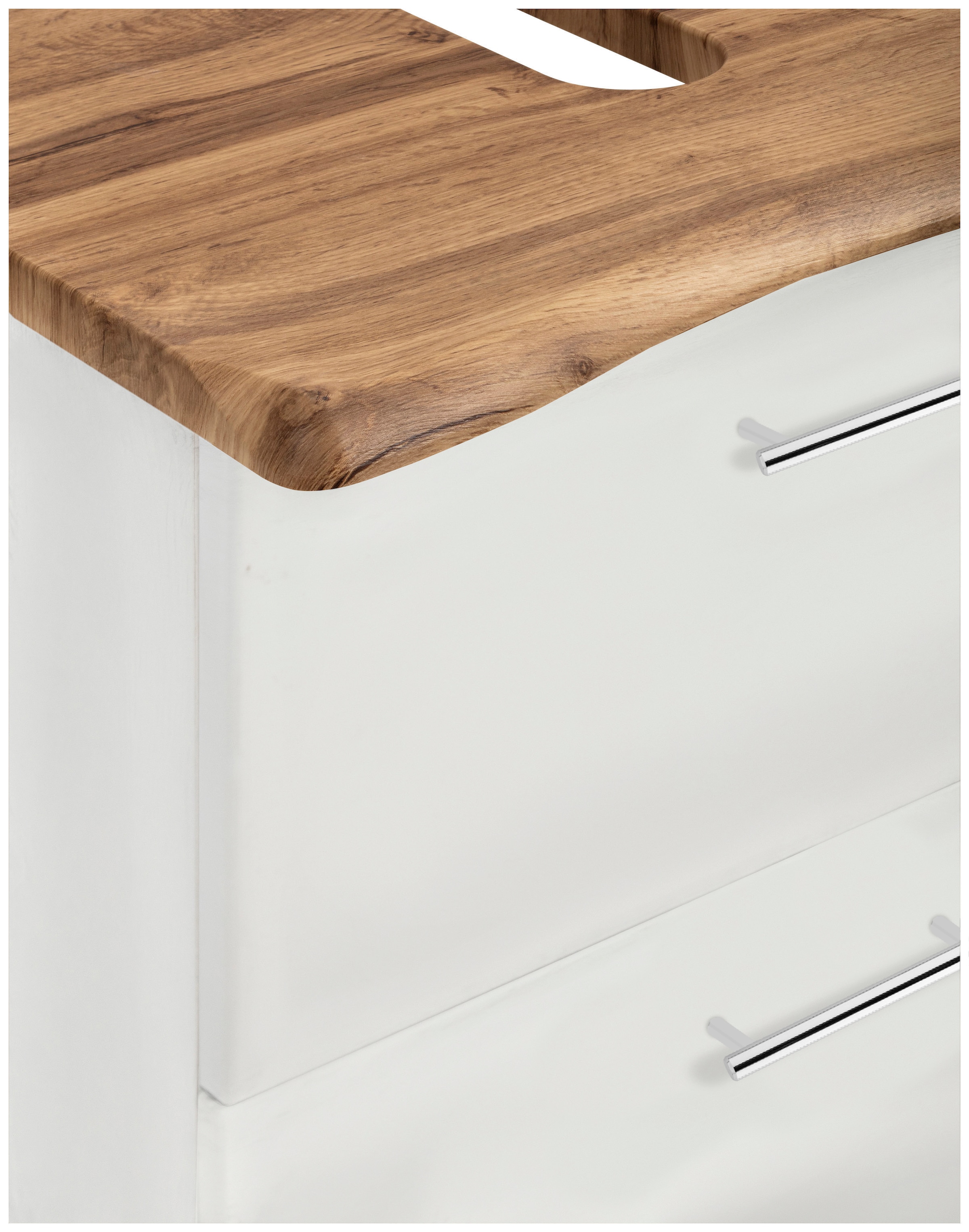 welltime Badmöbel-Set »"Trento", Badezimmer-Set, Hängeschrank, Unterschrank, Midischrank«, (5 St.), Waschbeckenunterschrank, Spiegelschrank inkl. Aufbauleuchte