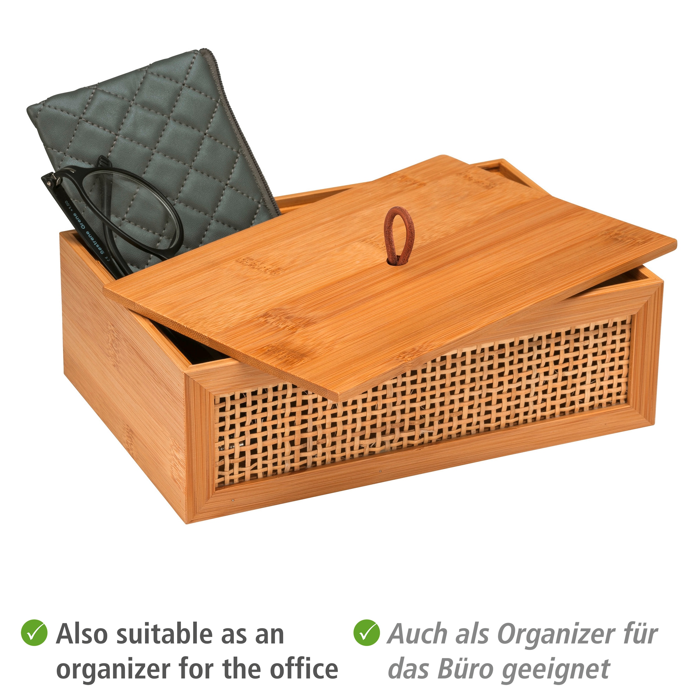 WENKO Badorganizer »Allegre«, (1 St.), mit Deckel, aus Bambus und Rattan