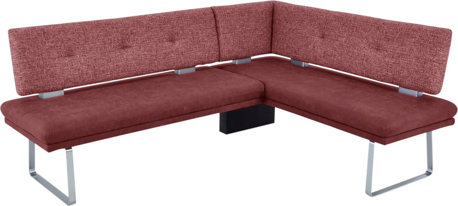 K+W Komfort & Wohnen Eckbank »Giacomo II« Flachstahlkufe in edelstahlfarbig lackiert, Rücken und Sitz gesteppt