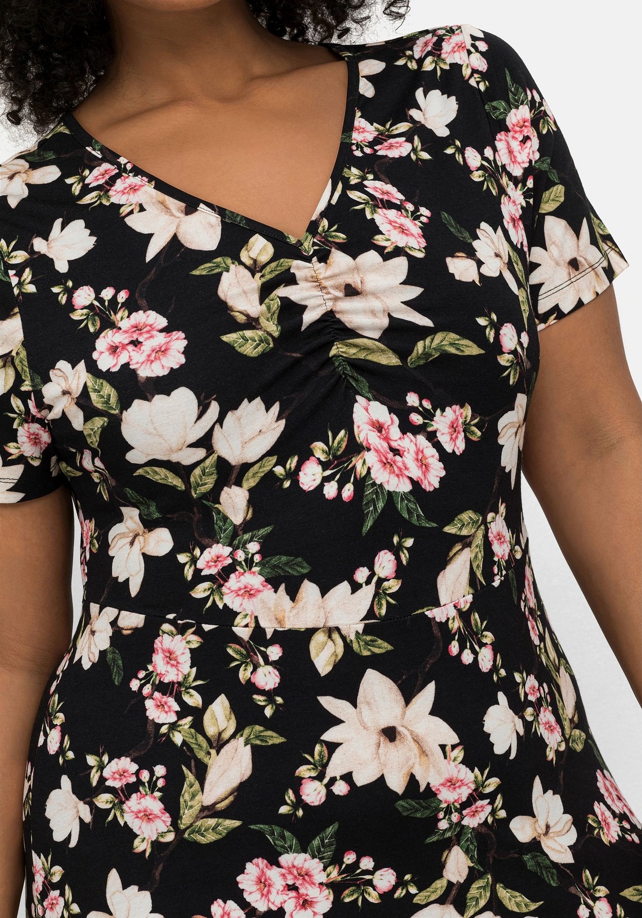Sheego Jerseykleid »Jerseykleid in Midilänge, mit Blumendruck«